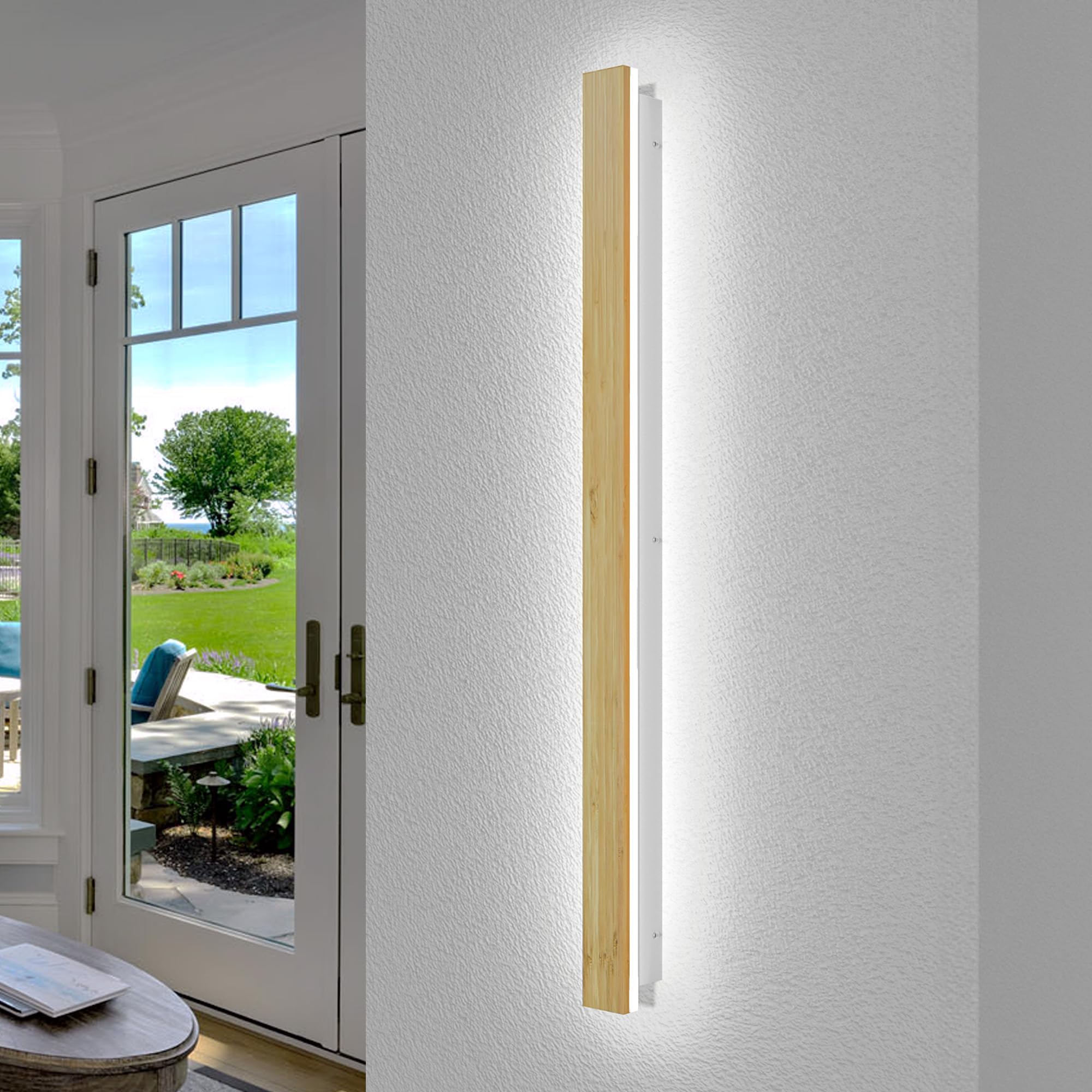 Lampada da Parete in Legno LED Dimmerabile 36W, 100cm