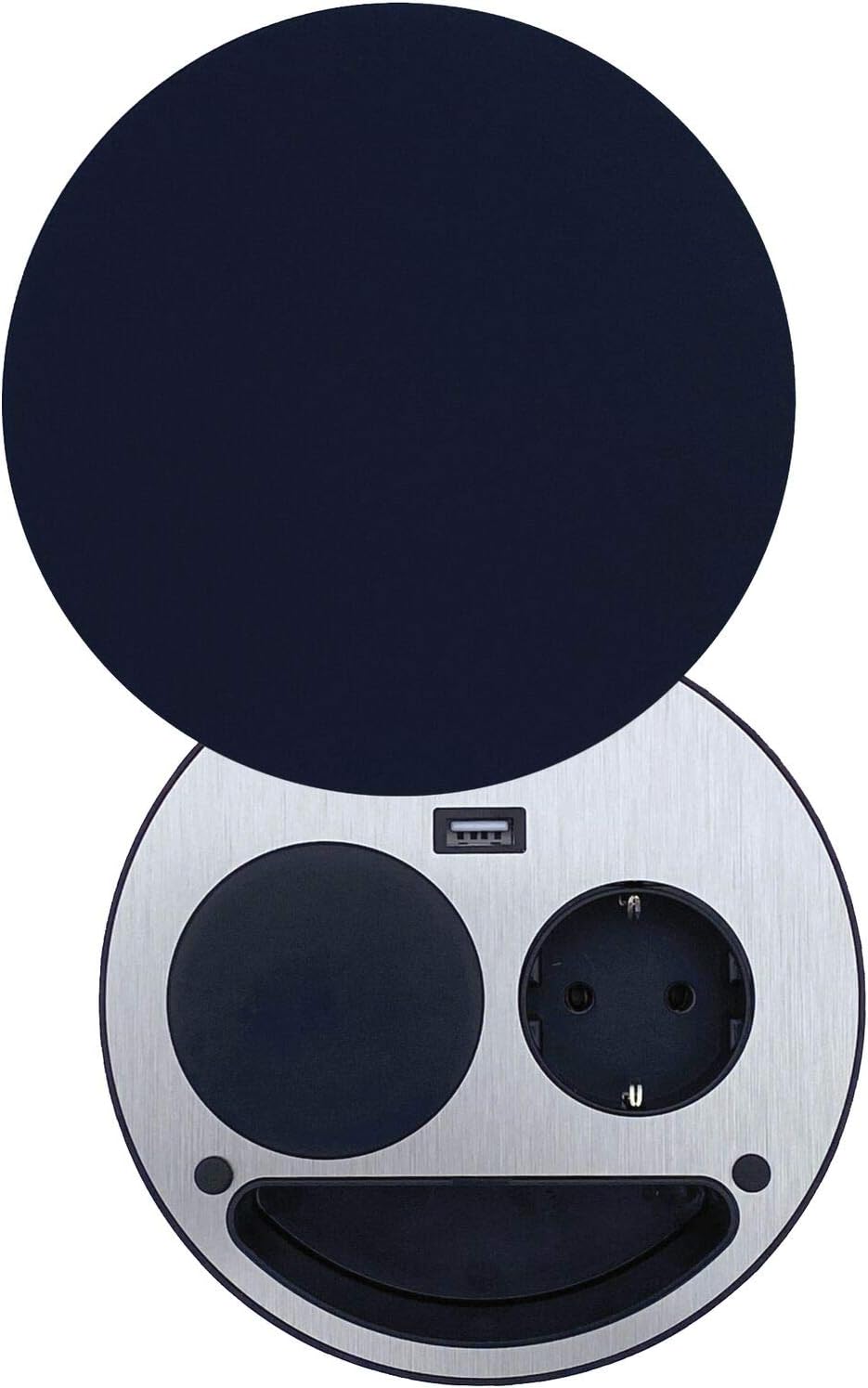 Elemento di presa Smile Schuko, USB e caricatore wireless, nero