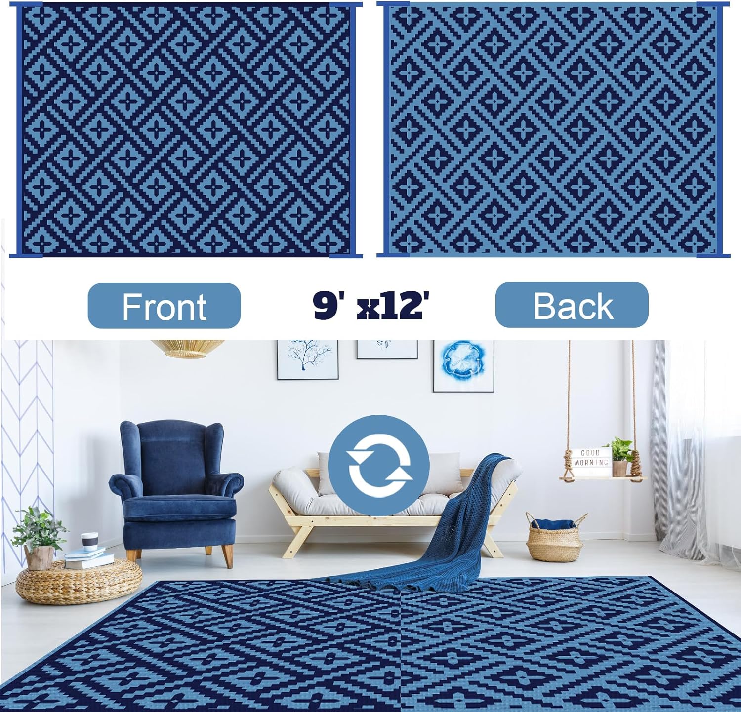 Momooda Tappeto geometrico per esterni 274x365cm - immagine 3