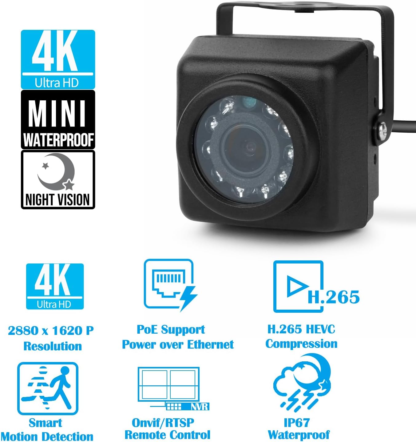 Mini Telecamera IP POE 5MP Esterni, Ultra HD - immagine 2