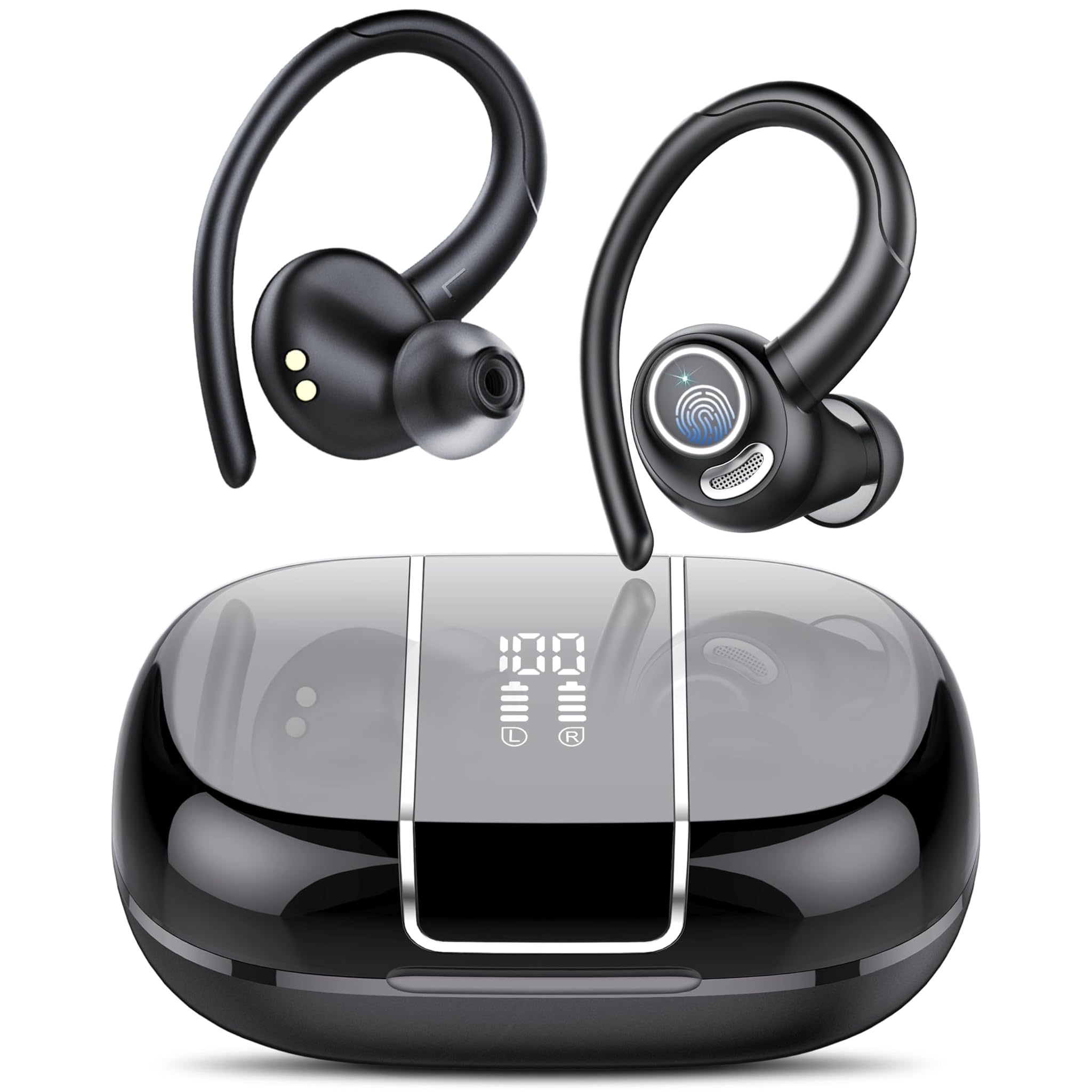 Csasan Auricolari Bluetooth 5.3 Sport 48h, Nero