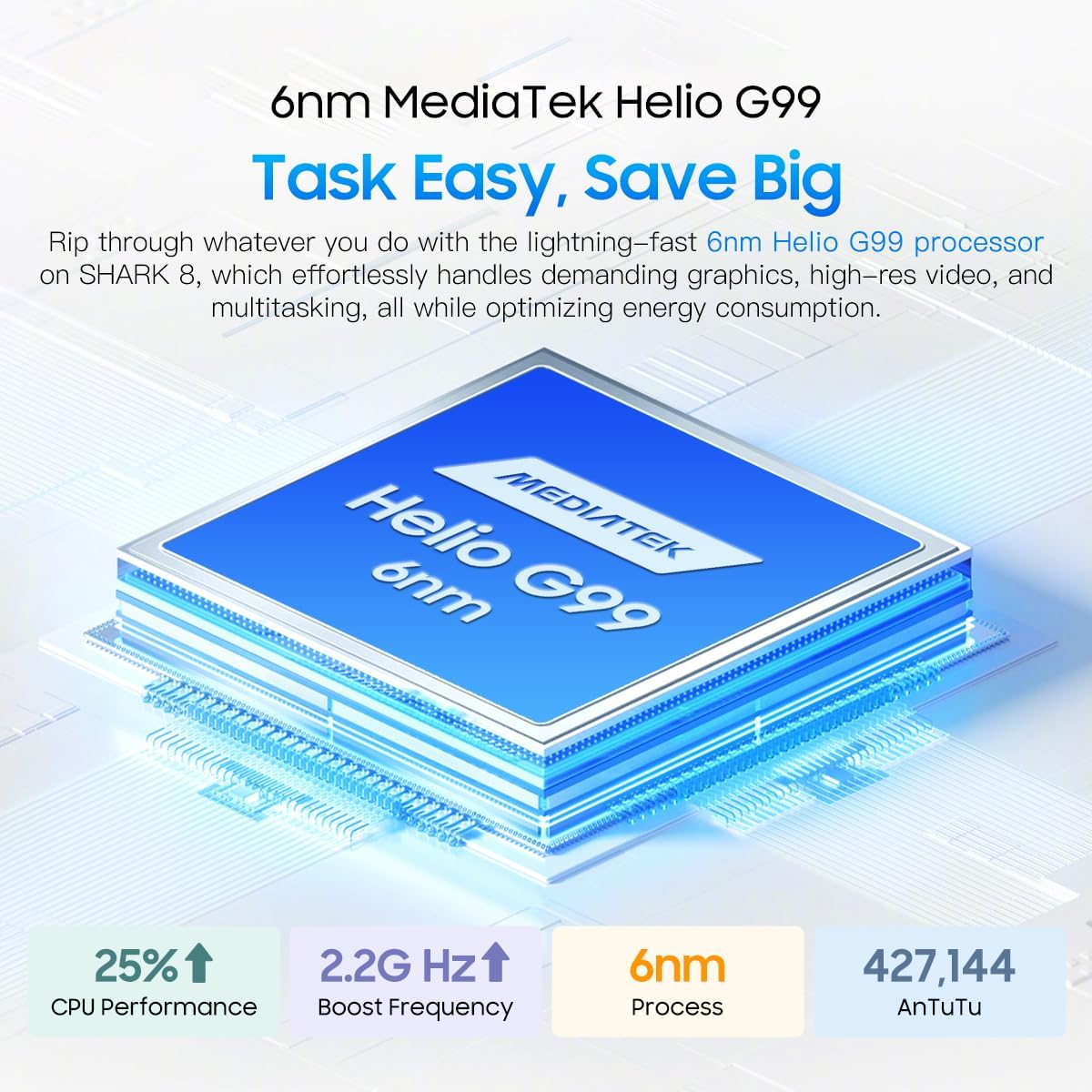 Blackview Shark 8 Smartphone 16GB+256GB, Blu - immagine 5