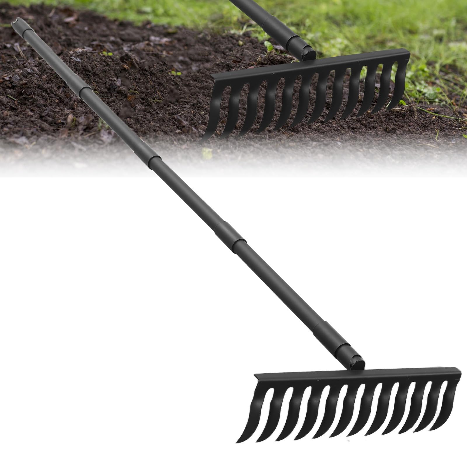 Rastrello da Giardino con Testa in Metallo 12 Denti