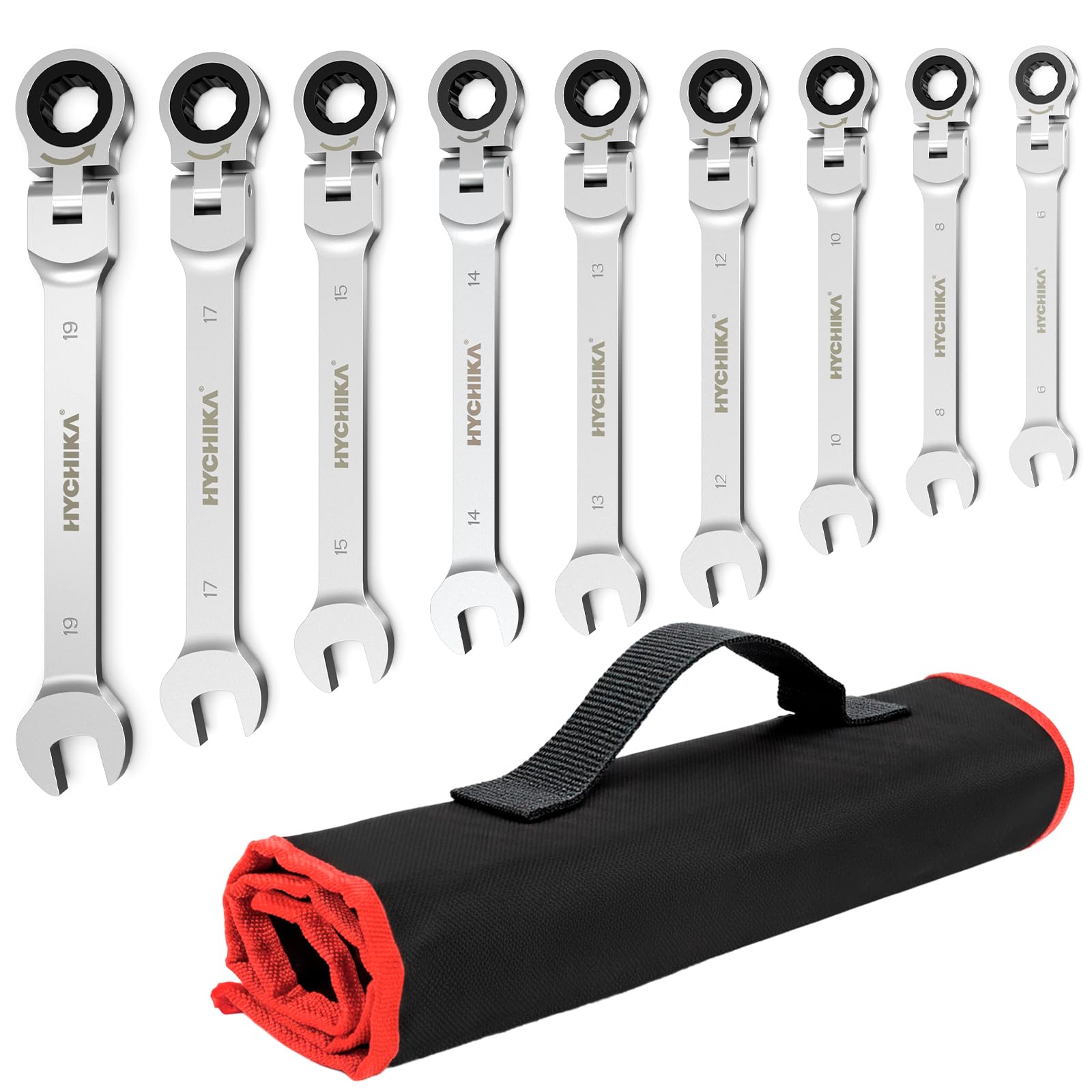 HYCHIKA Set Chiavi Inglesi a Cricchetto 6-19mm (9Pcs)