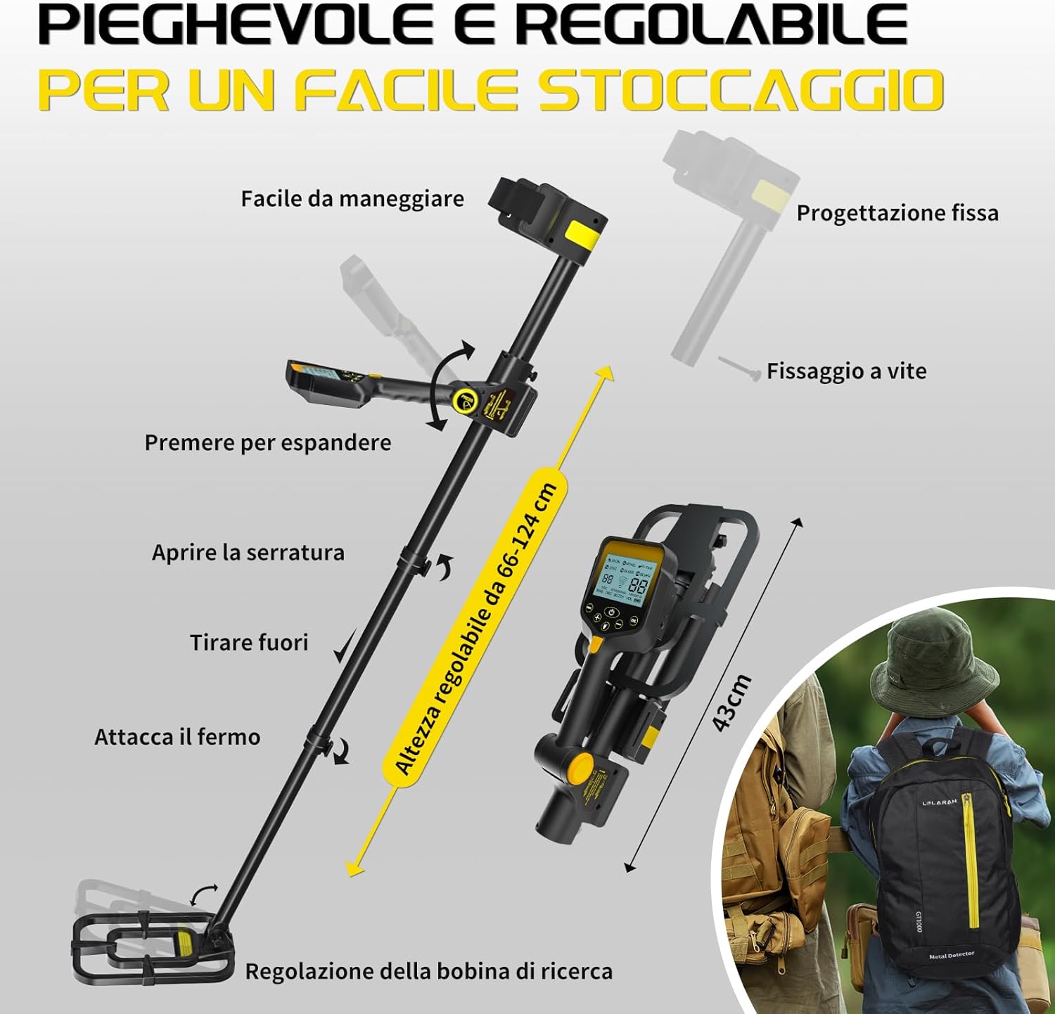 Lolaran Metal Detector Professionale Pieghevole - immagine 4
