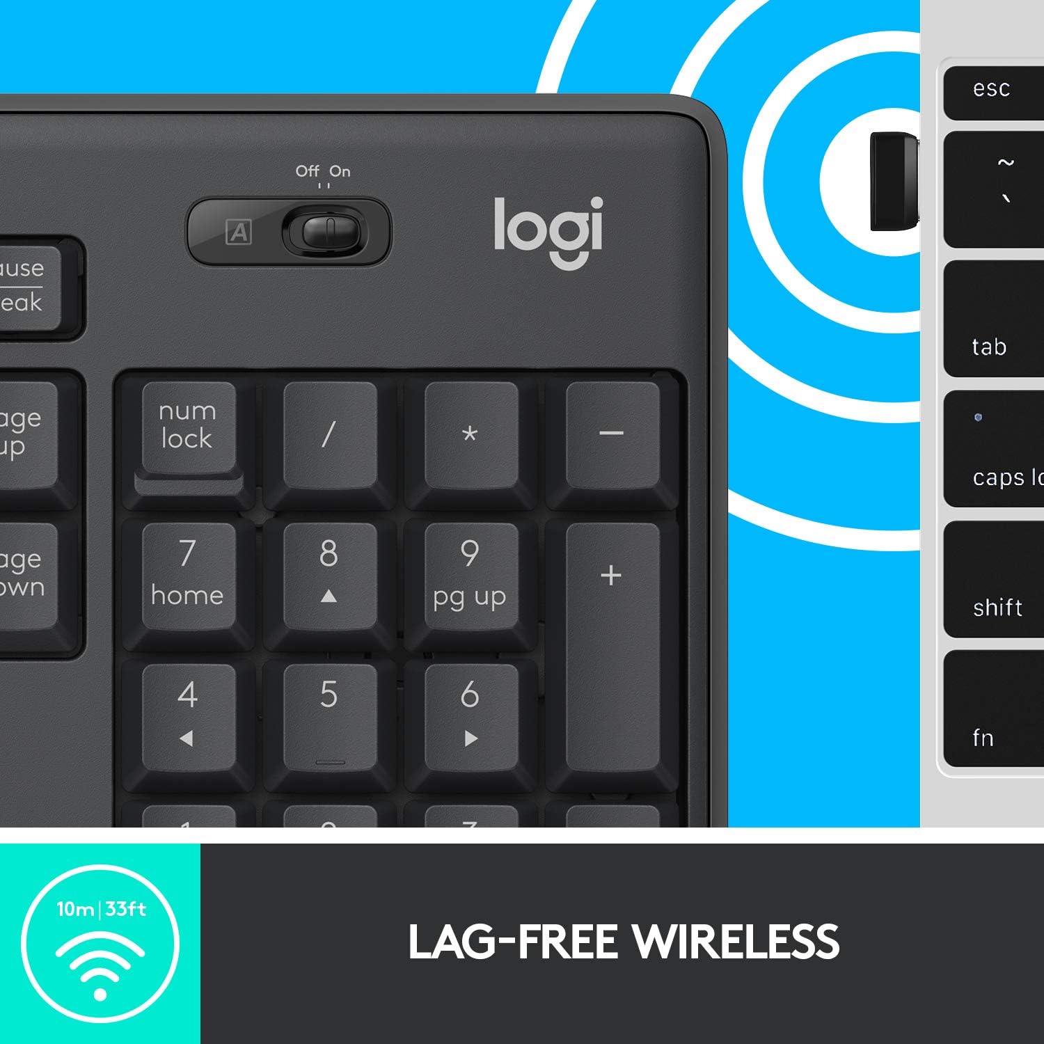 Logitech MK295 Kit Mouse e Tastiera Wireless, Layout Scandinavo QWERTY, Grigio - immagine 5
