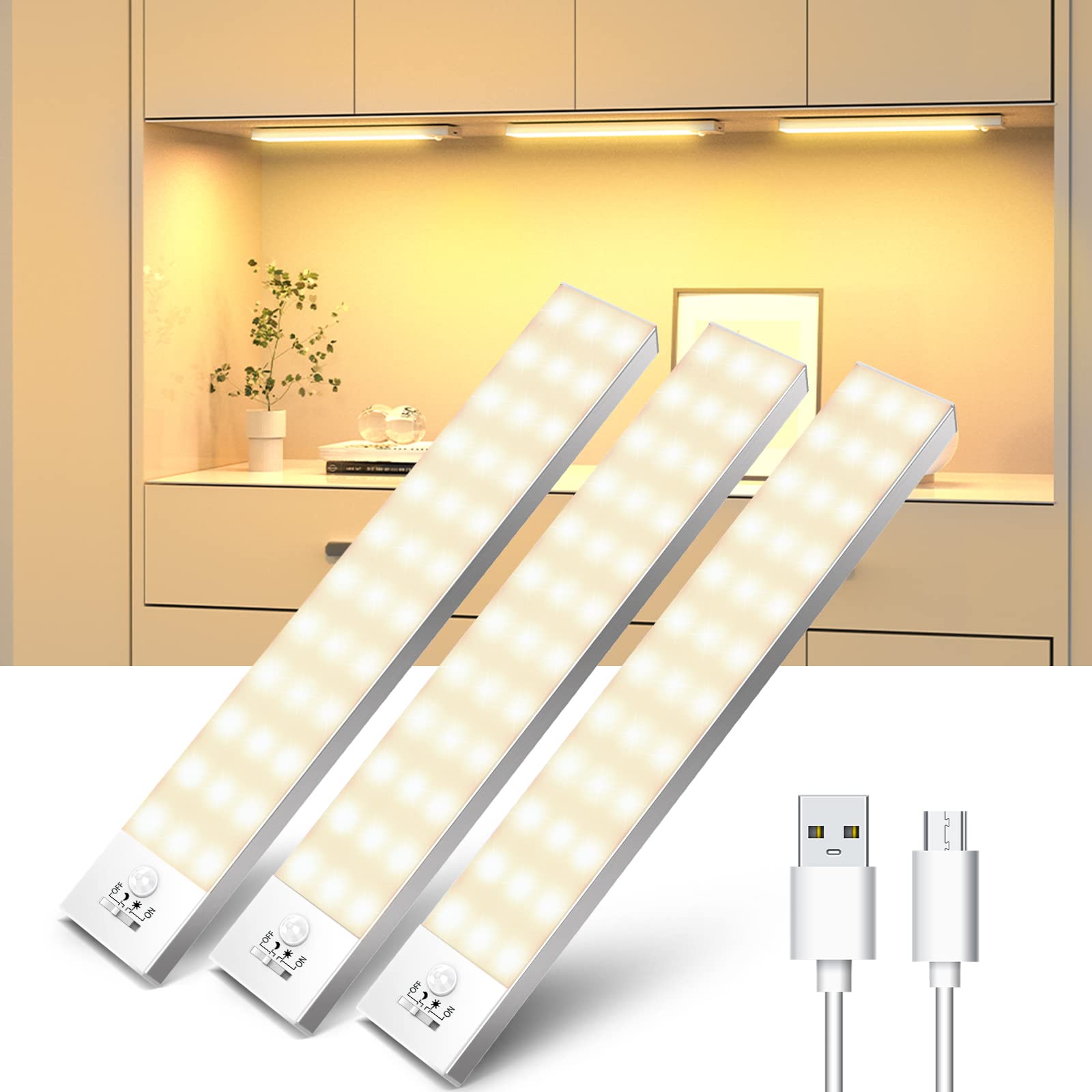 Luce Notturna LED, 3 Pezzi, Luce Bianca Calda