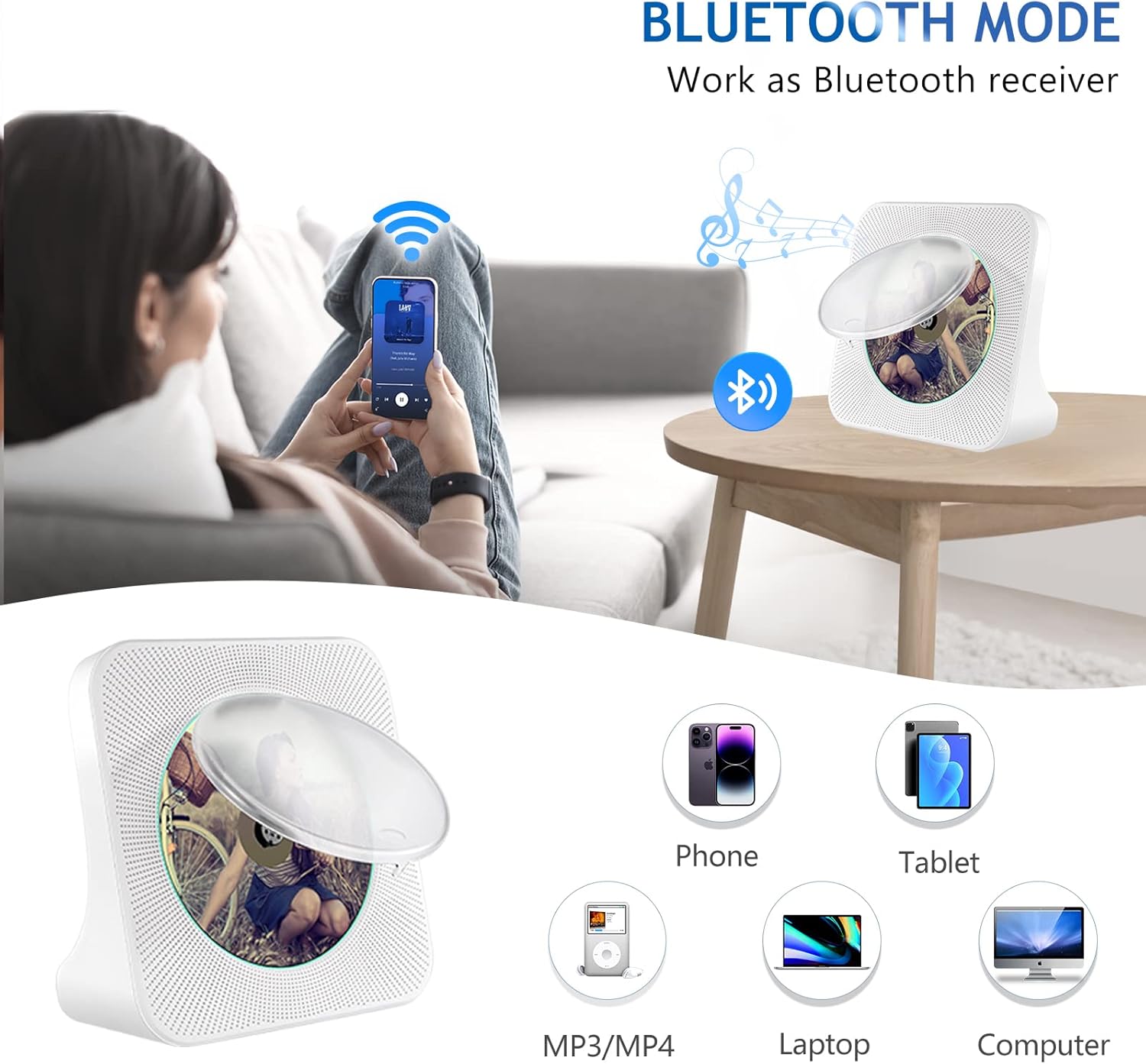 Lettore CD Portatile HIFI con Bluetooth e Radio FM - immagine 3