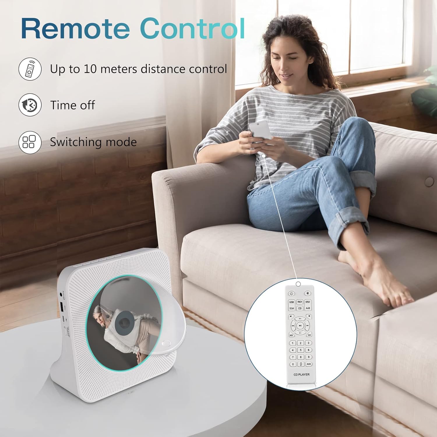 Lettore CD Portatile HIFI con Bluetooth e Radio FM - immagine 4