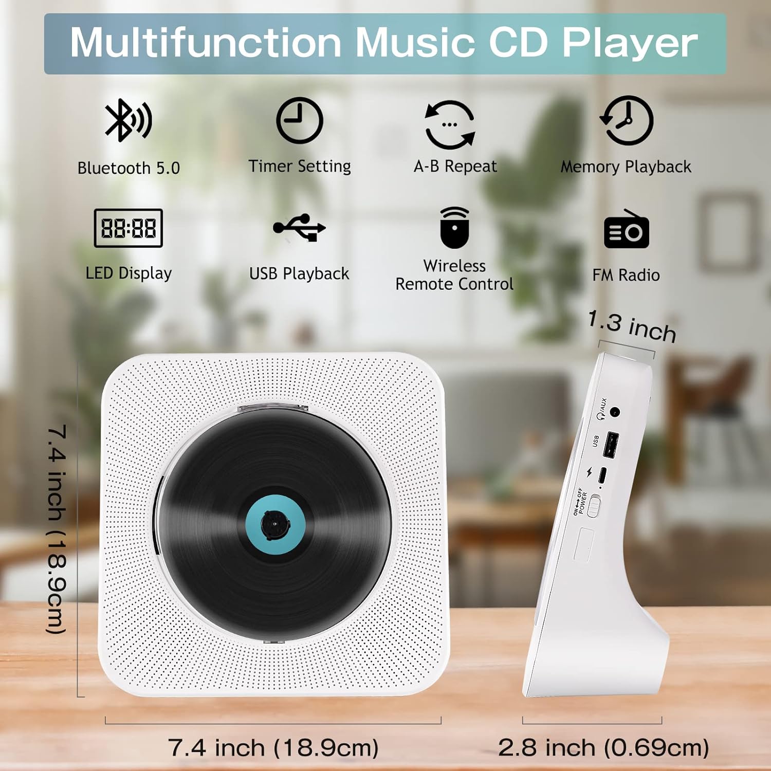 Lettore CD Portatile HIFI con Bluetooth e Radio FM - immagine 6