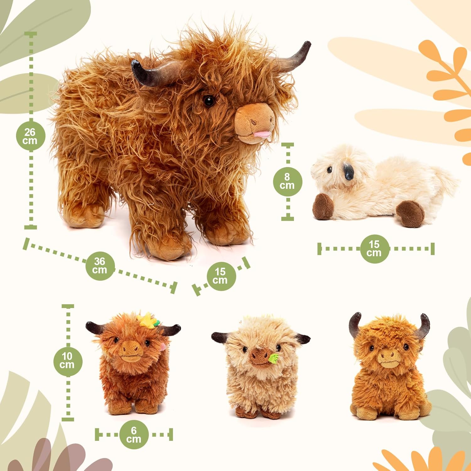 OUOZZZ Highland Cow Teddy - Madre con 4 Peluche - immagine 3