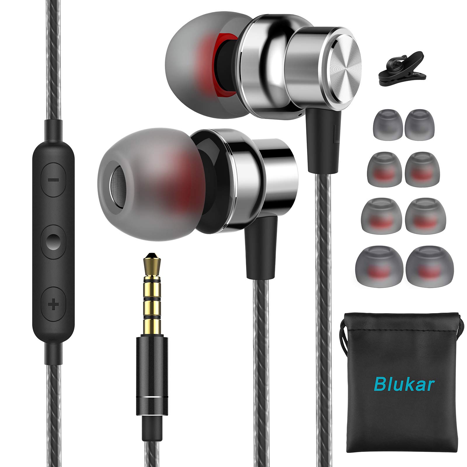 Blukar Cuffie Auricolari In-Ear con Microfono Jack 3,5 mm
