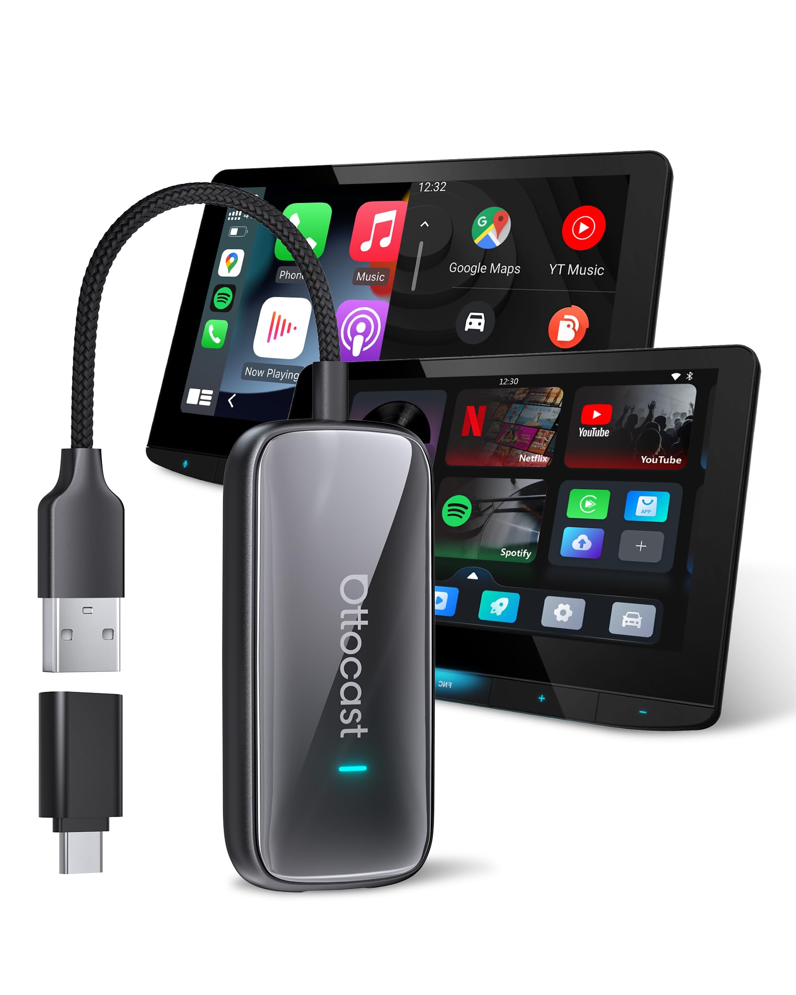 Ottocast 2025 Adattatore CarPlay & Android Auto Wireless