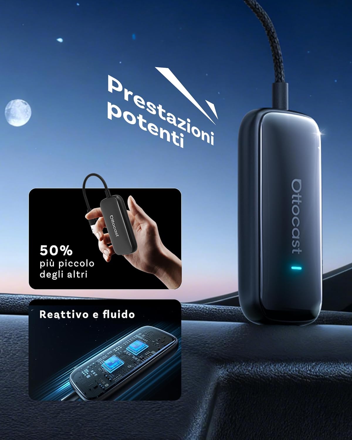 Ottocast 2025 Adattatore CarPlay & Android Auto Wireless - immagine 6