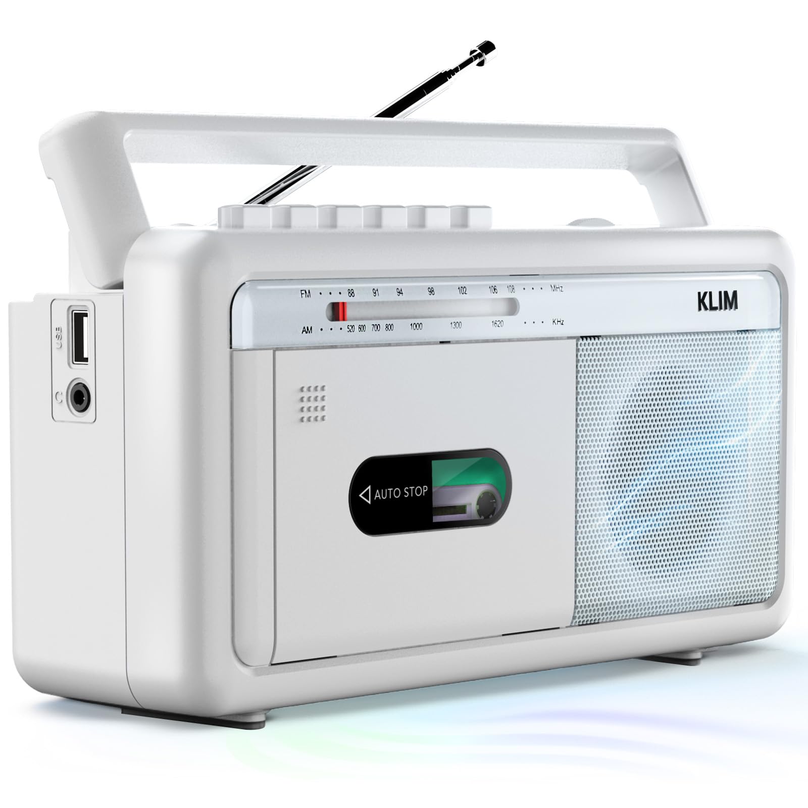 Klim Lettore Cassette Audio Boombox - Bianco Gelo