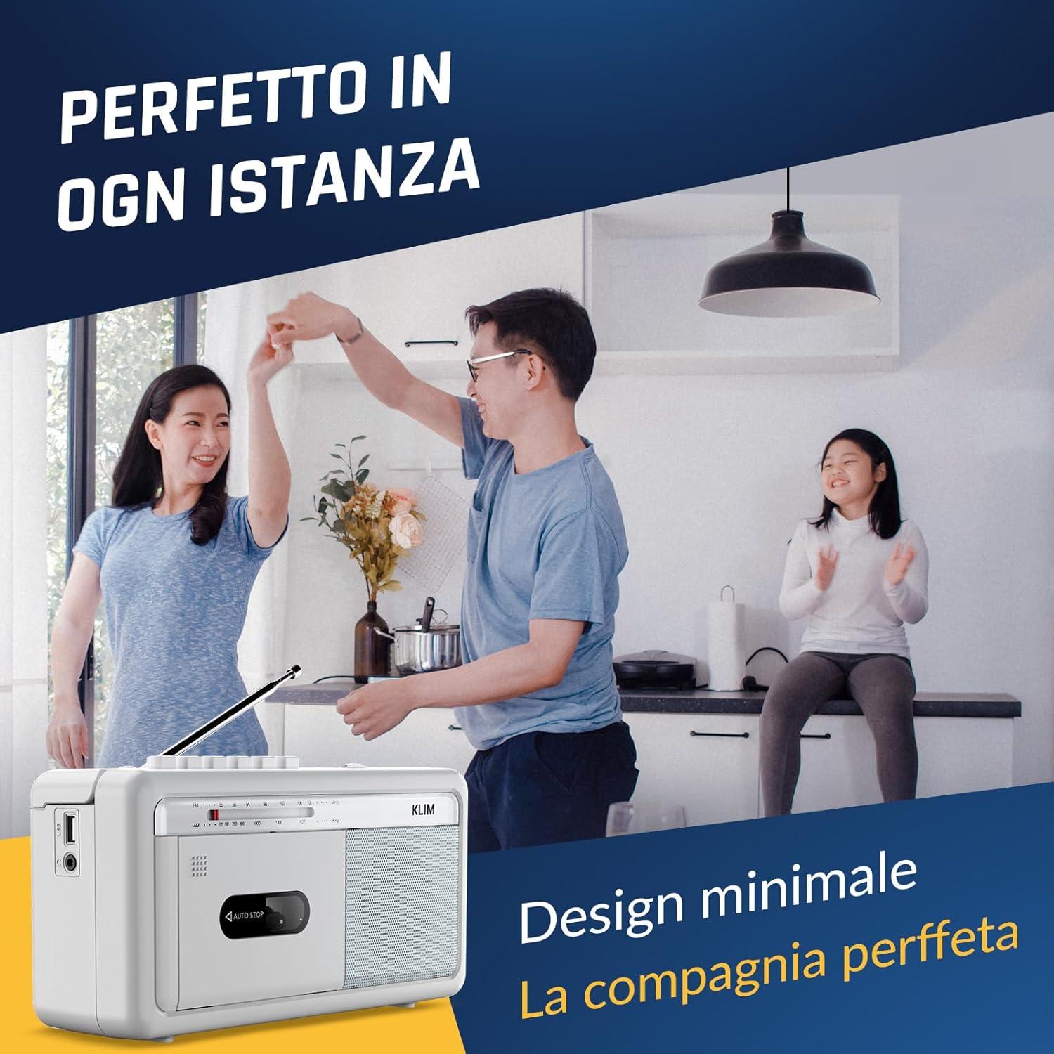 Klim Lettore Cassette Audio Boombox - Bianco Gelo - immagine 7