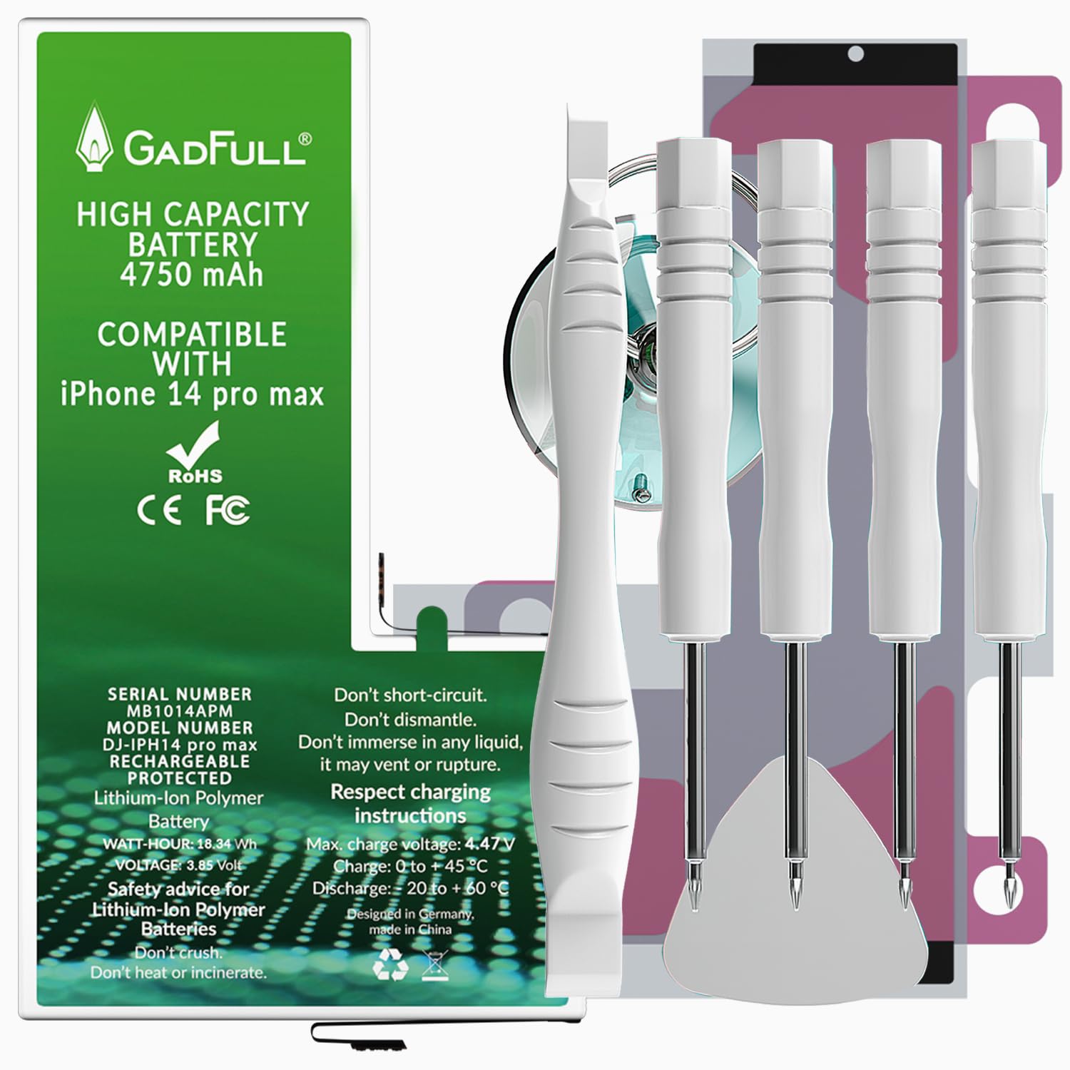 GadFull Batteria Alta Capacità per iPhone 14 Pro Max