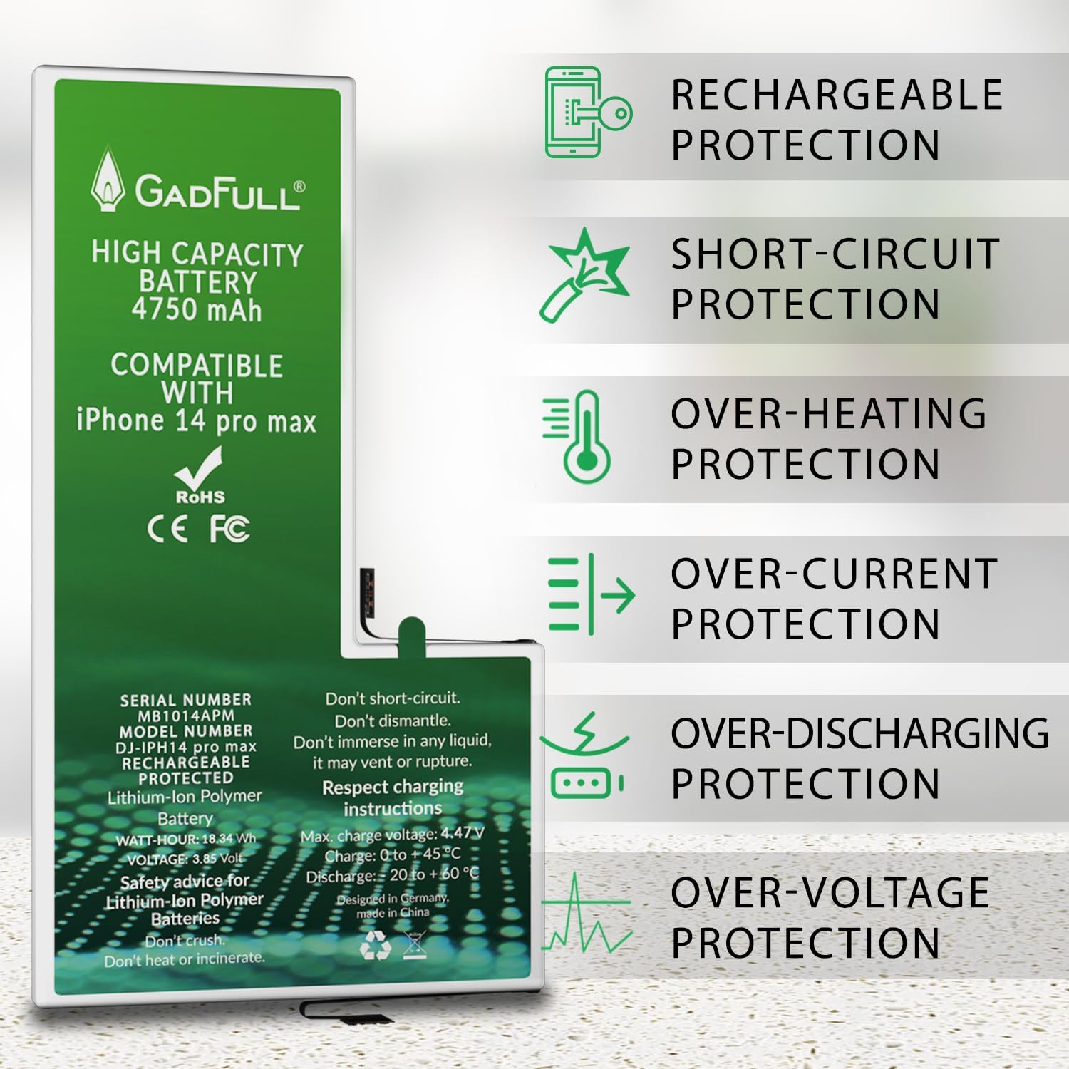 GadFull Batteria Alta Capacità per iPhone 14 Pro Max - immagine 6