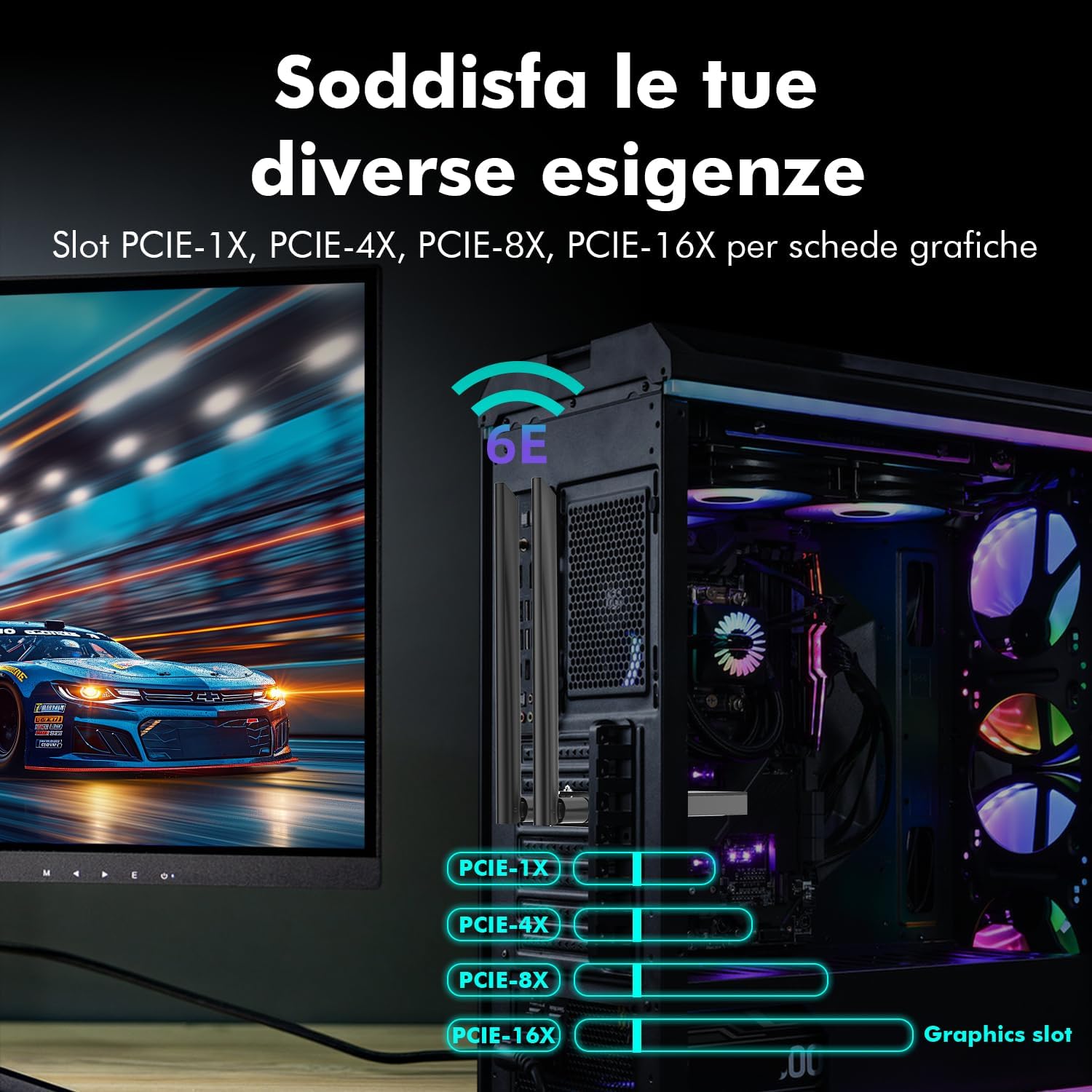 NEWFAST Scheda WiFi 6E PCIe 5374Mbps per PC Fisso - immagine 6