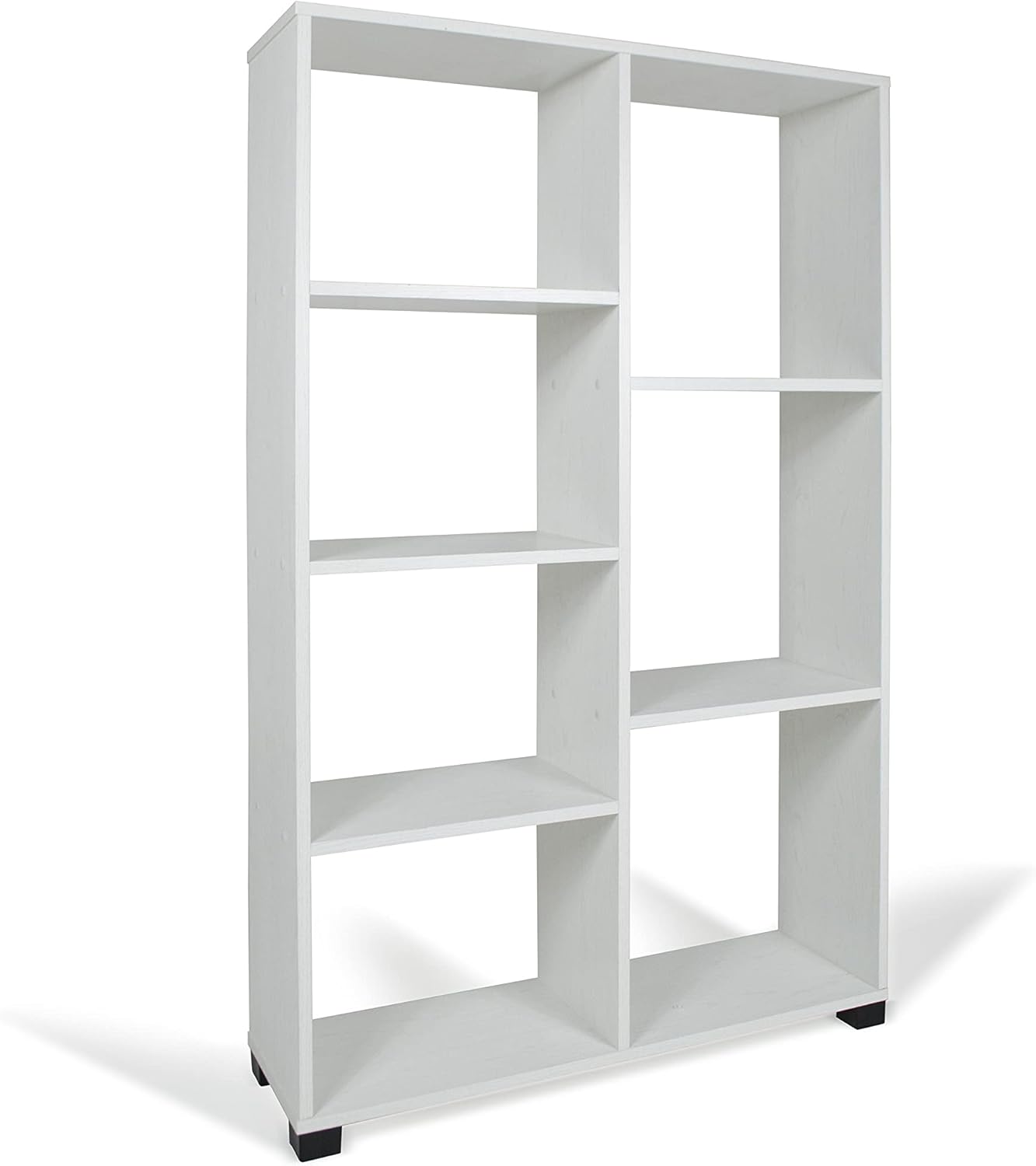 Dmora Libreria Asimmetrica Sette Vani Aperti, Rovere Sbiancato