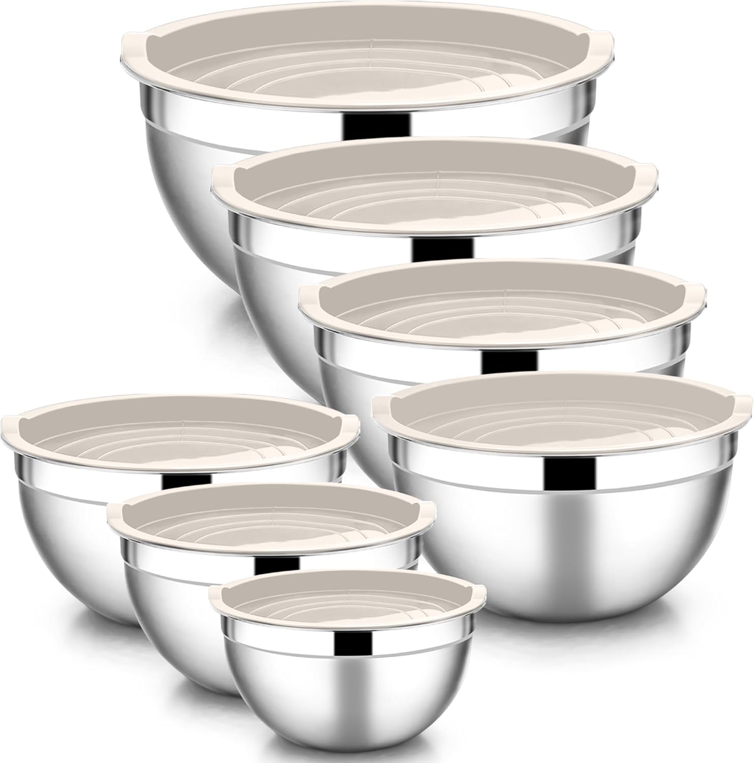 Haware Set 7 Ciotole in Acciaio Inox con Coperchio