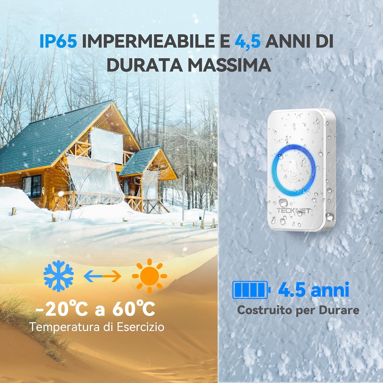 TECKNET Campanello Wireless da Esterno 400m - immagine 4