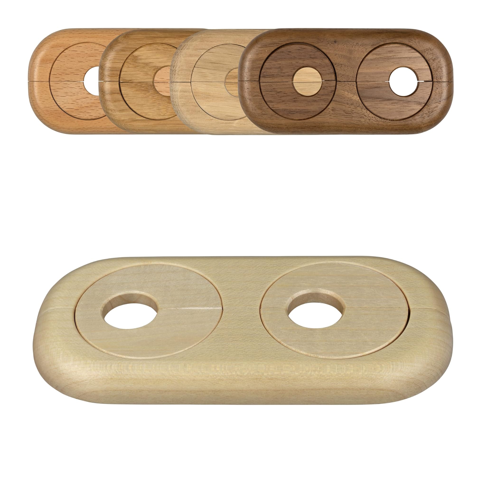 Rosette Doppie per Tubi di Riscaldamento in Legno (19mm, Acero)