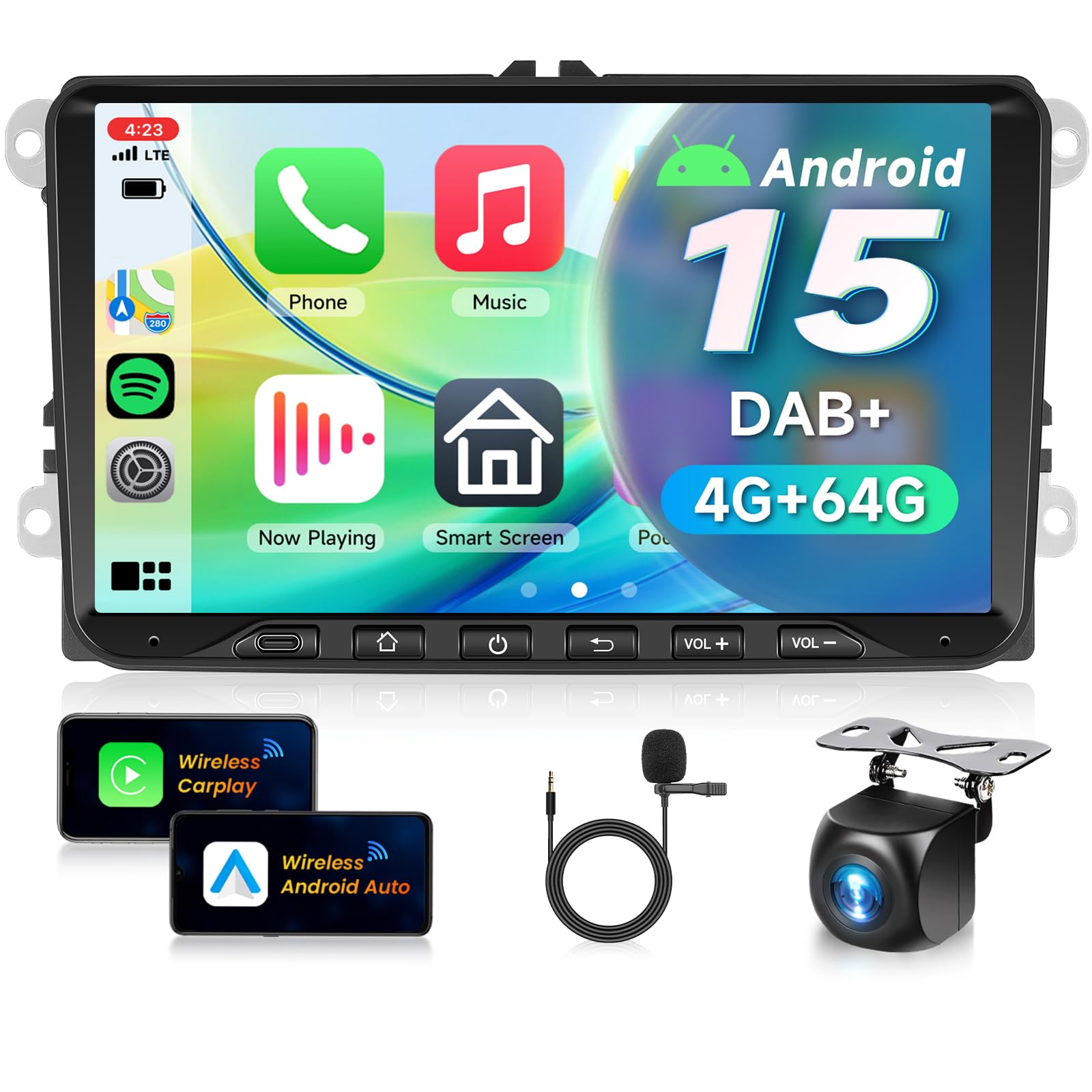 Vechtel Android 15 Autoradio 4G+64G per VW Golf 5/6