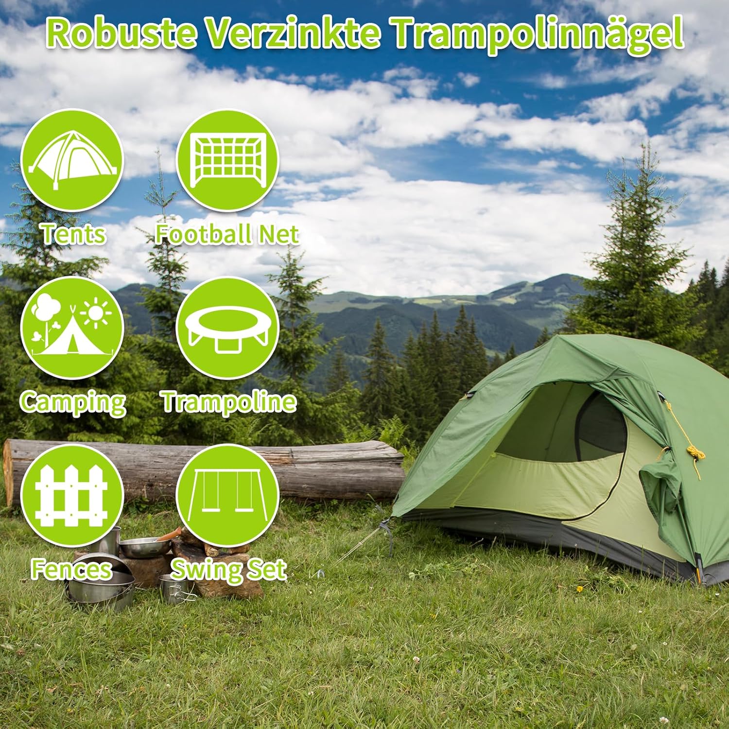 6 Picchetti da Pavimento Pesanti a J per Tenda - immagine 5