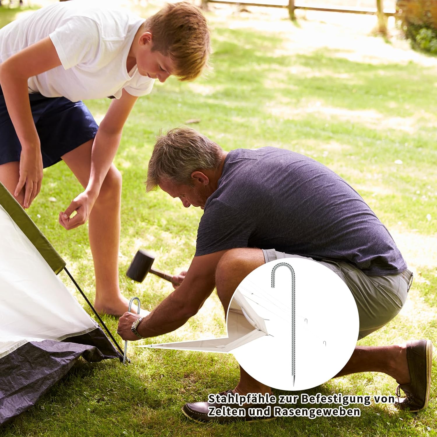 6 Picchetti da Pavimento Pesanti a J per Tenda - immagine 6