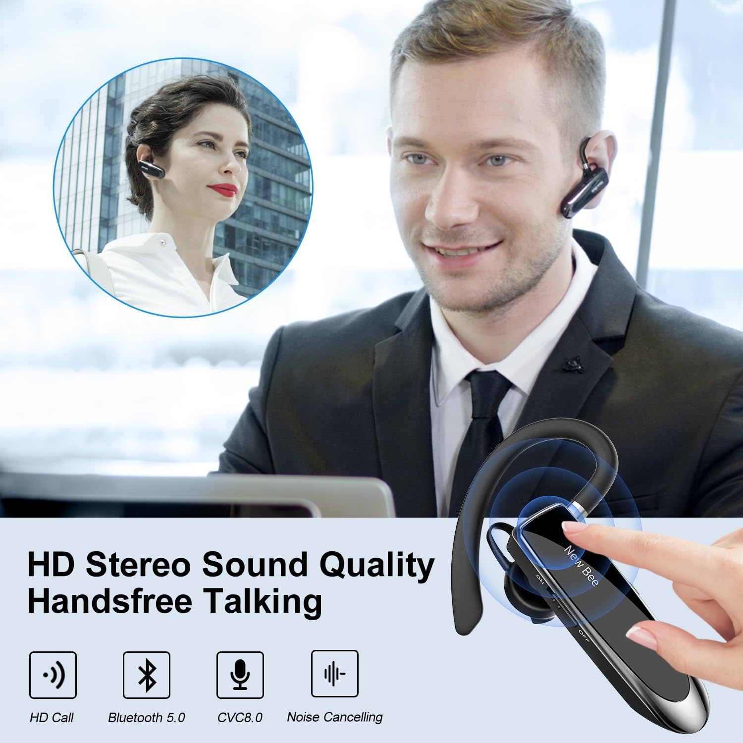 New Bee Auricolare Bluetooth Singolo 5.0 Mono - immagine 6