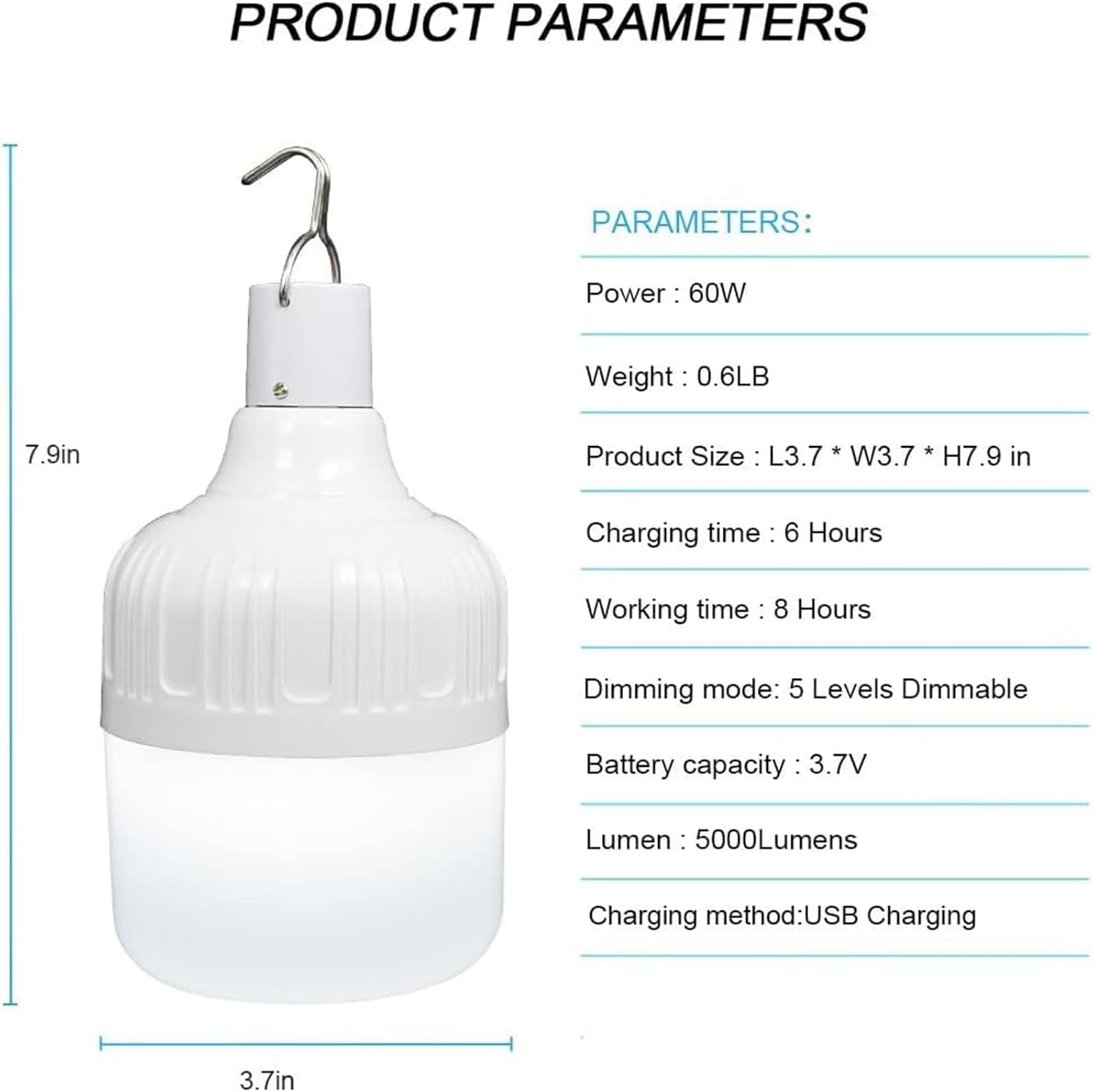 Letour Lampadina da Lavoro a Sospensione LED 5000 Lumen - immagine 5