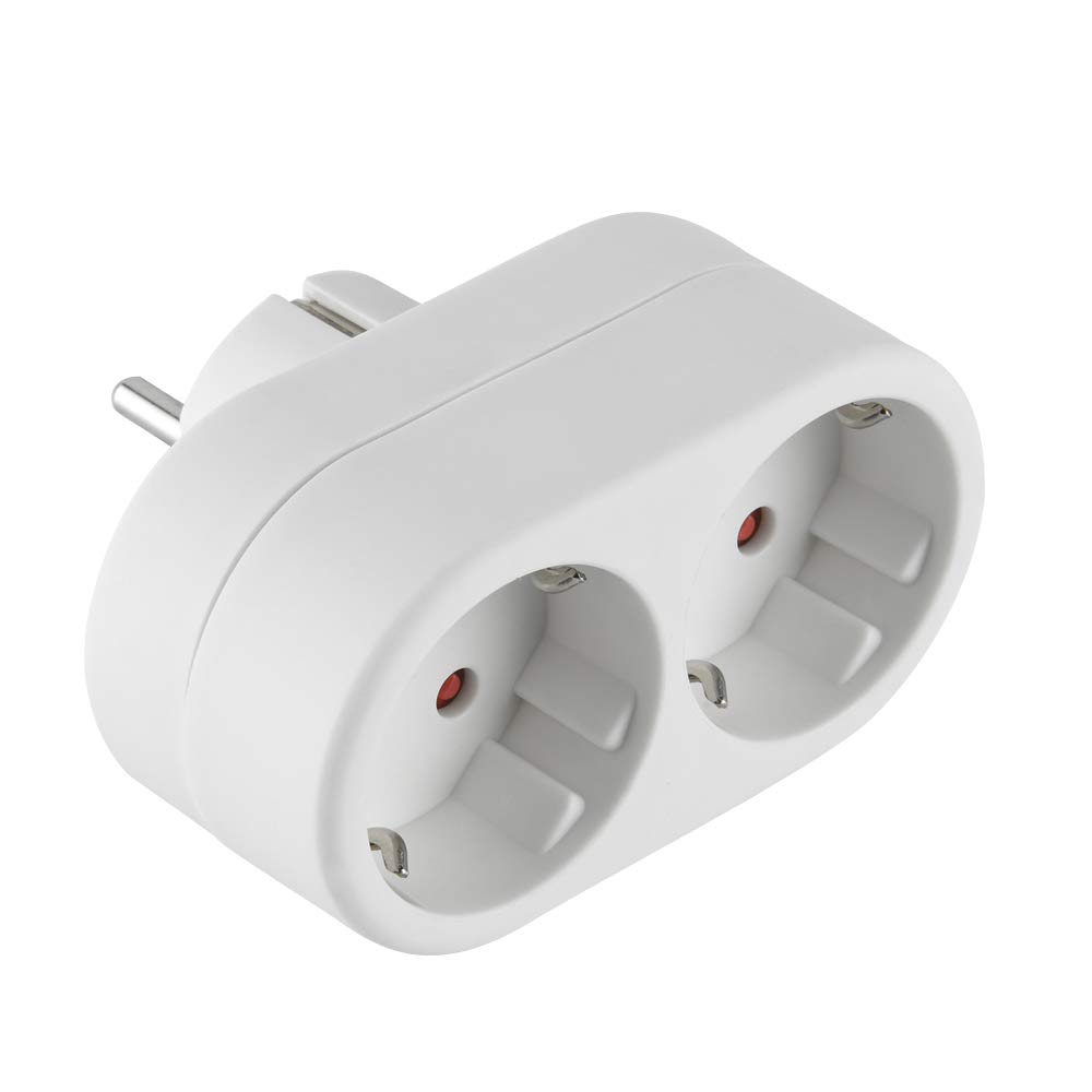 Electraline 55072 Adattatore 2 Prese Frontali, Bianco