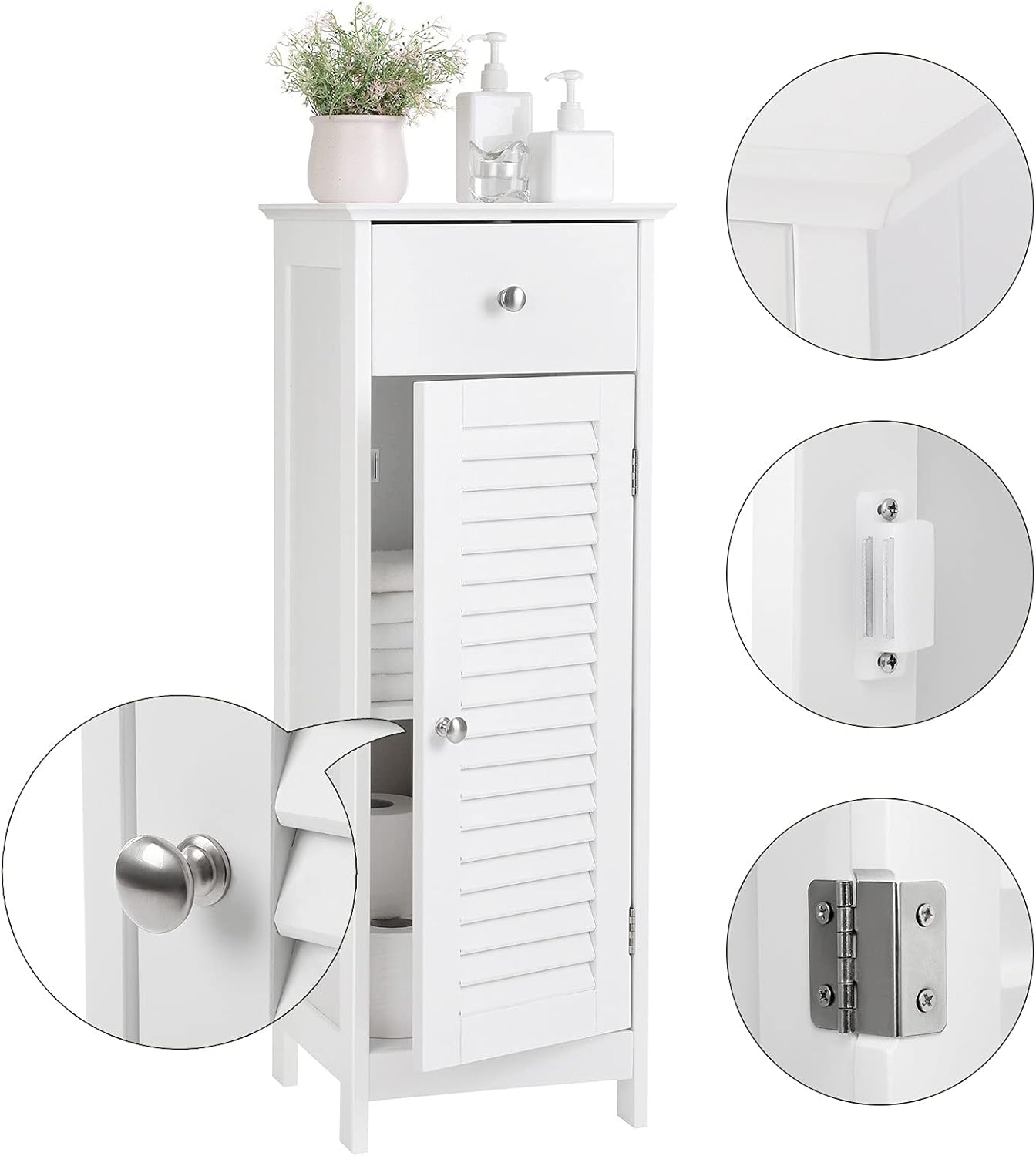 Vasagle Mobiletto Bagno Salvaspazio 30x32x87 cm, Bianco - immagine 8