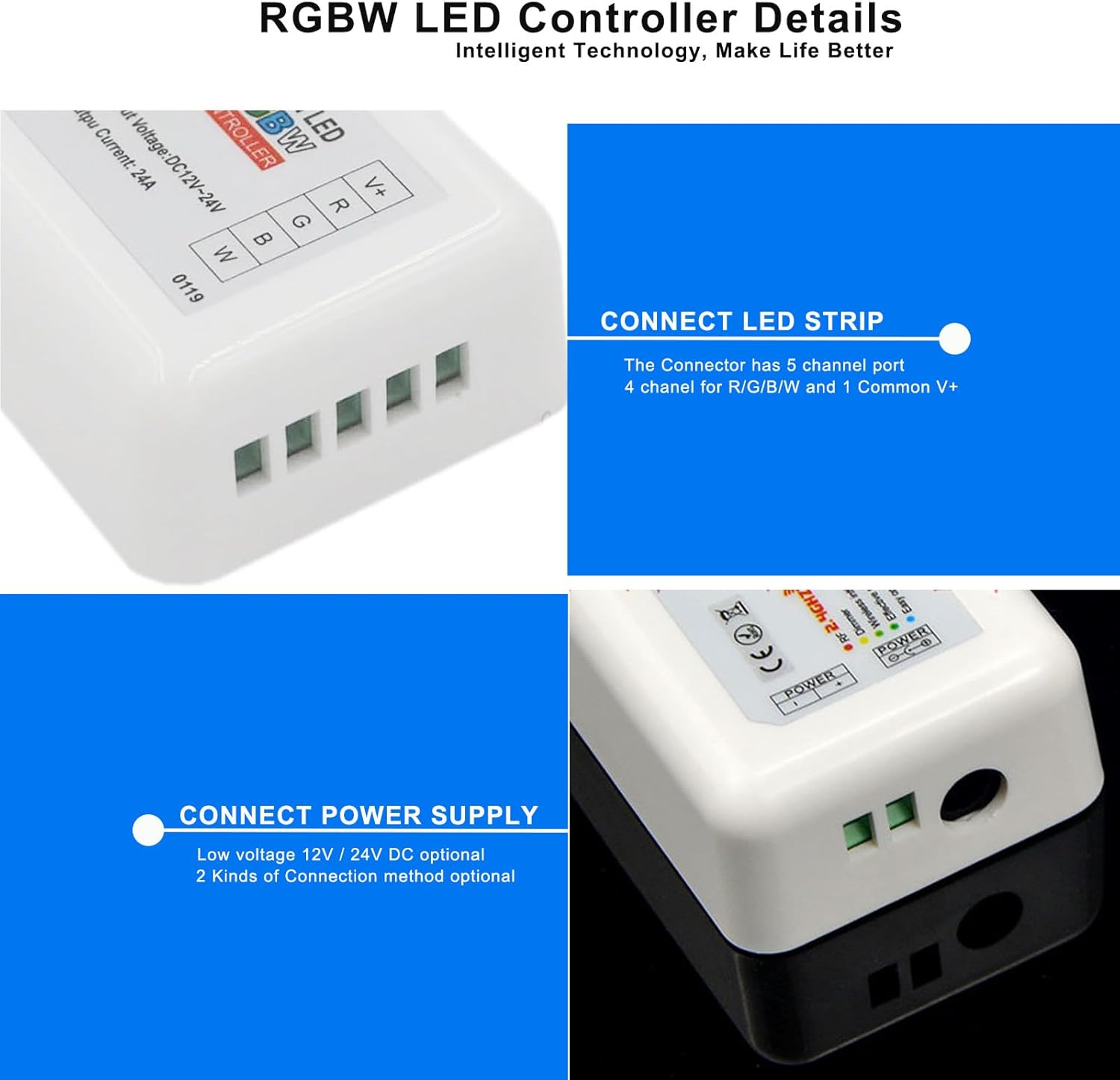 Joylit RGBW Striscia LED Controller con Telecomando RF - immagine 3