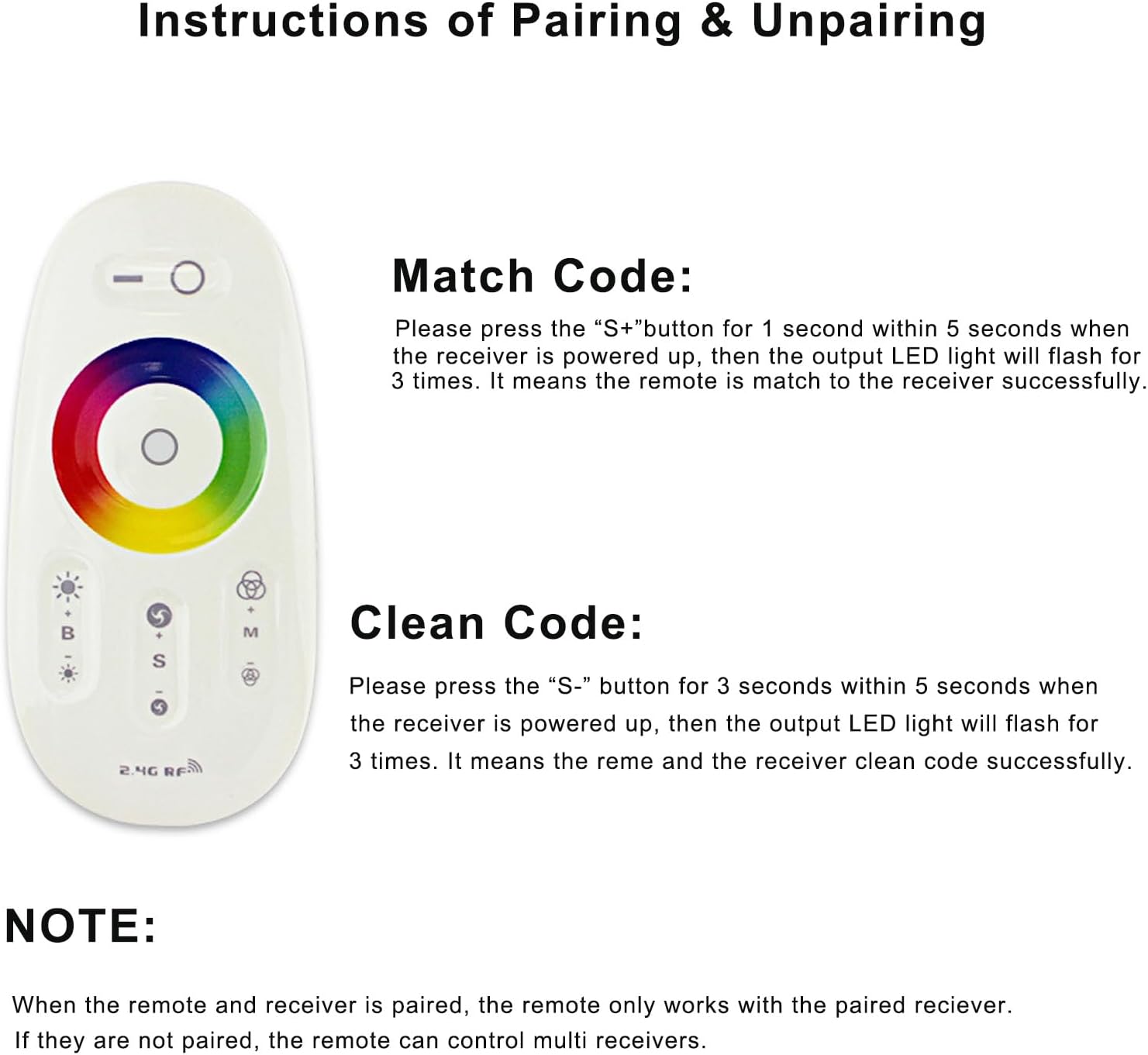 Joylit RGBW Striscia LED Controller con Telecomando RF - immagine 6
