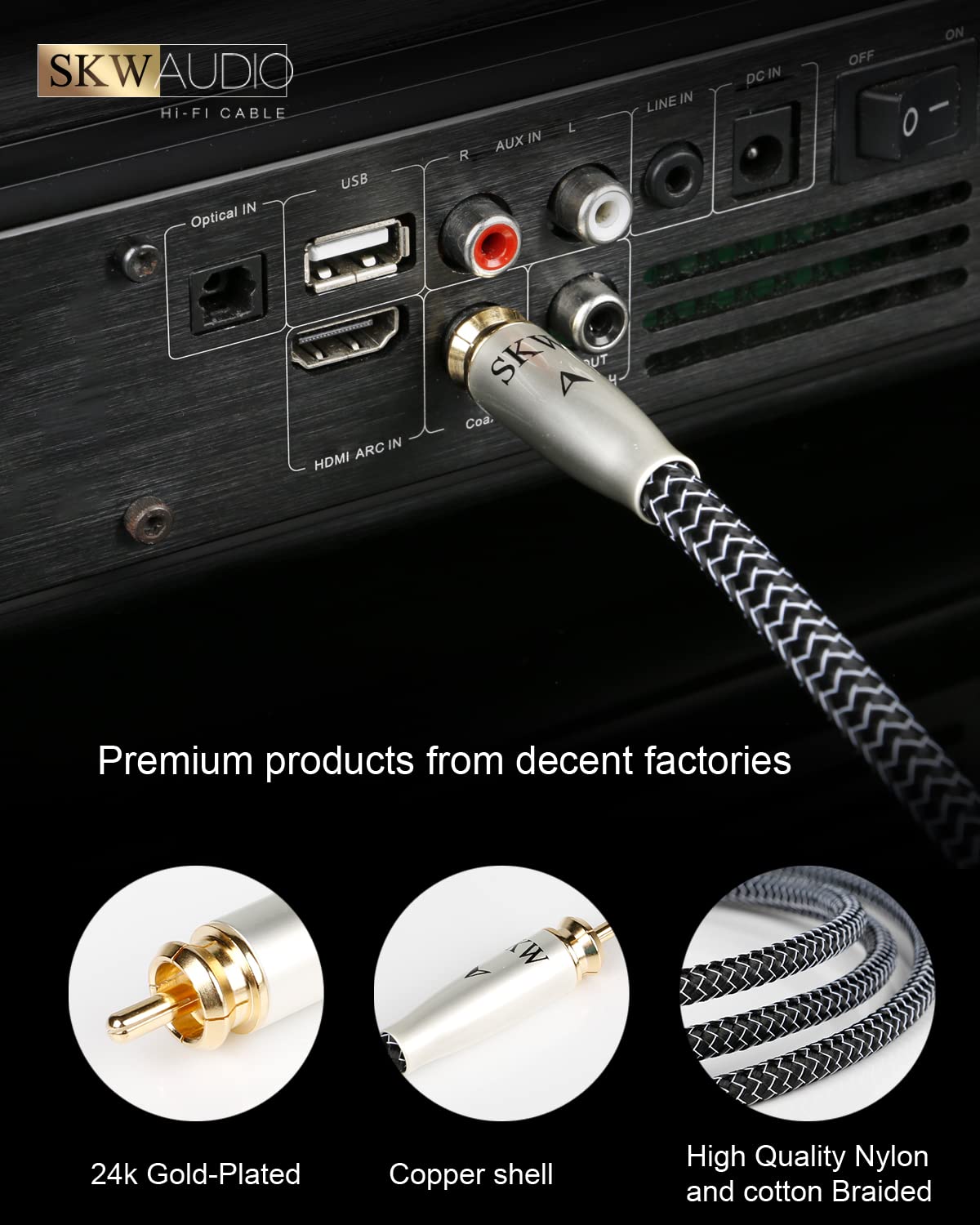 Skw Cavo Coassiale Digitale RCA S/PDIF 1.5M - immagine 3