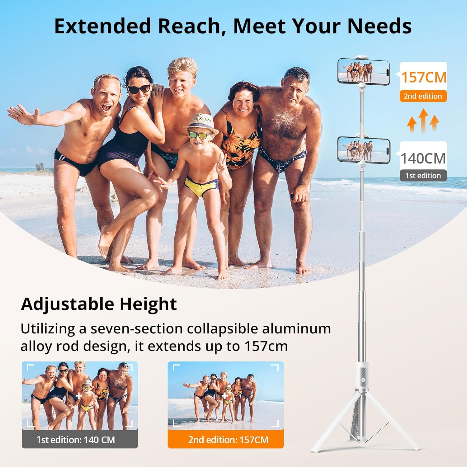Atumtek Bastone Selfie 157cm con Treppiede - immagine 2