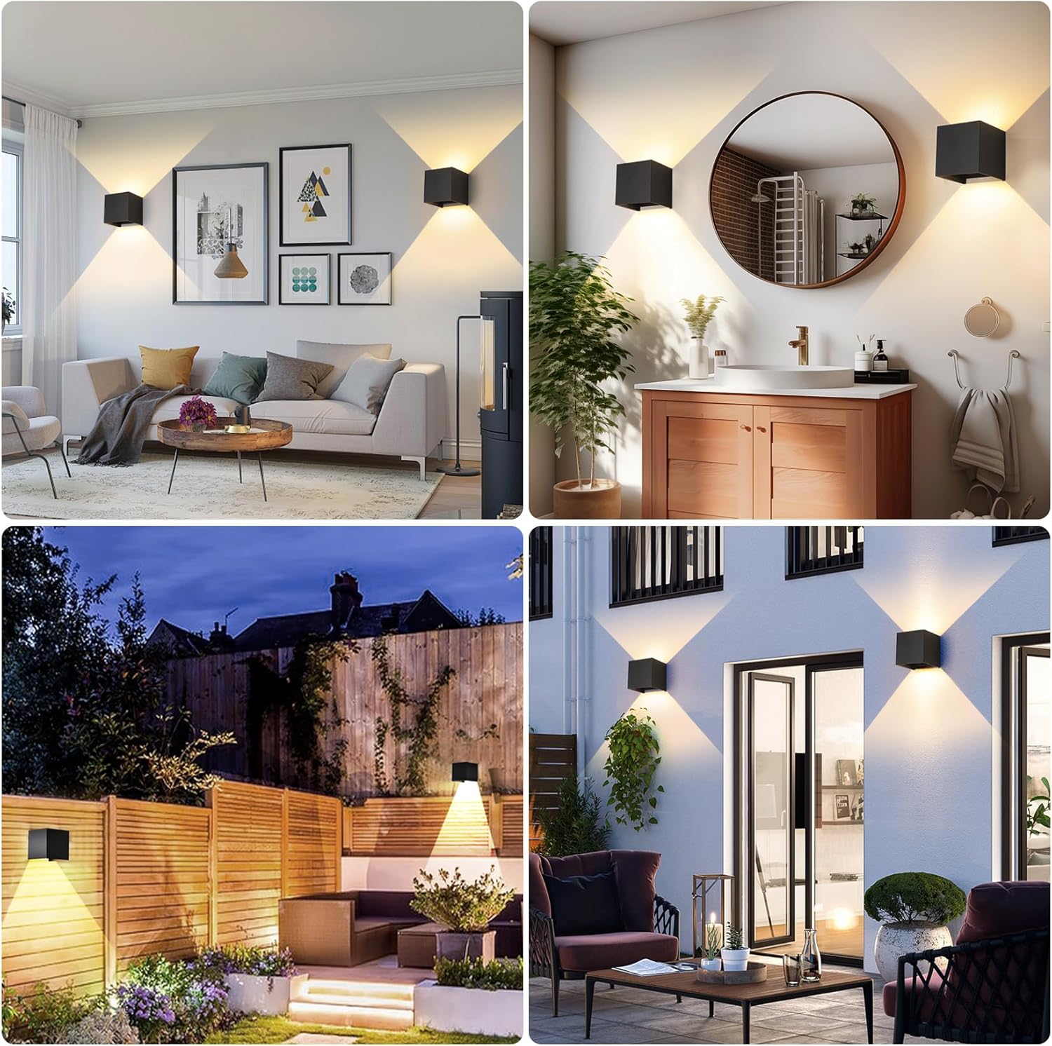 Applique da Parete Esterno/Interno LED Nera 12W (2pz) - immagine 2