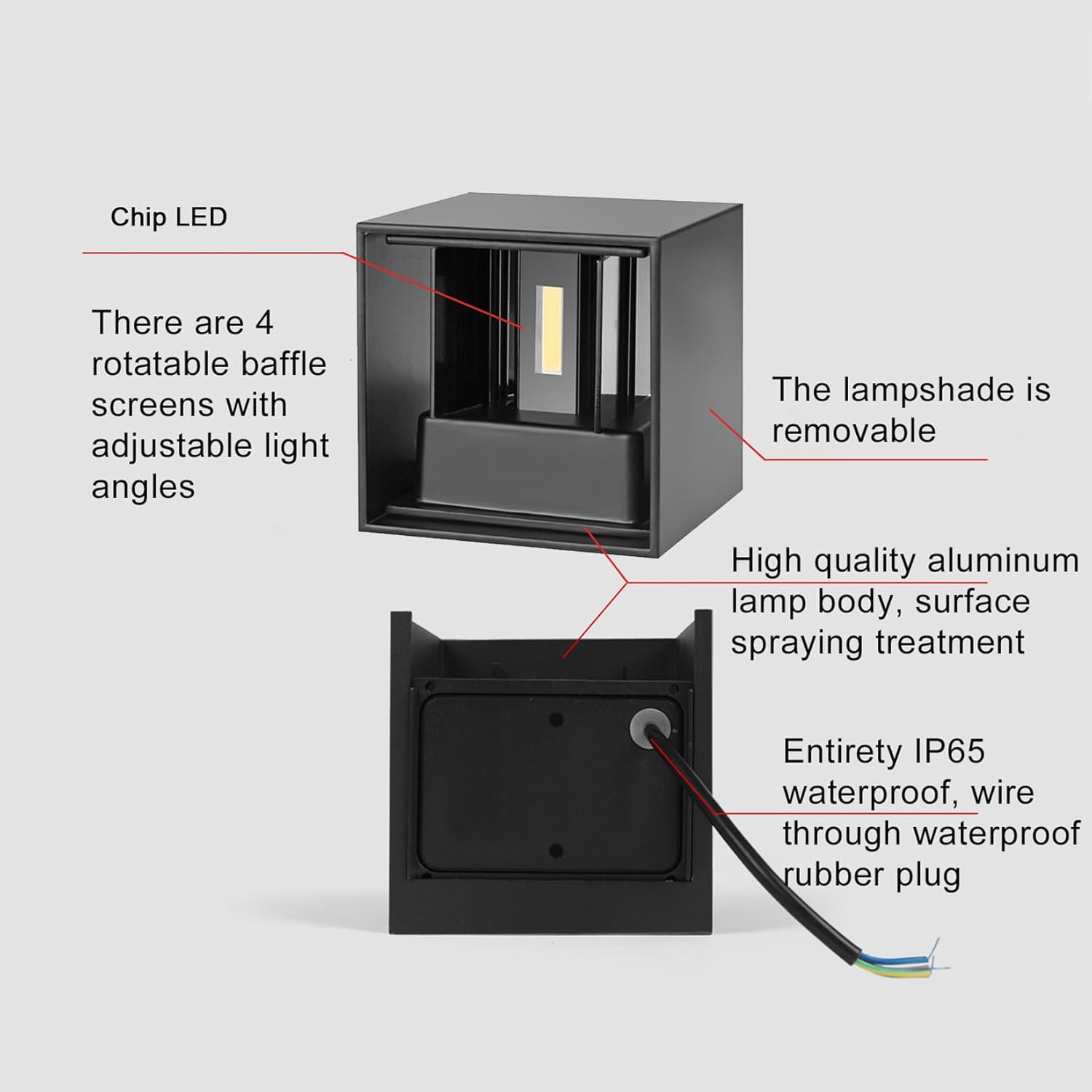 Applique da Parete Esterno/Interno LED Nera 12W (2pz) - immagine 6