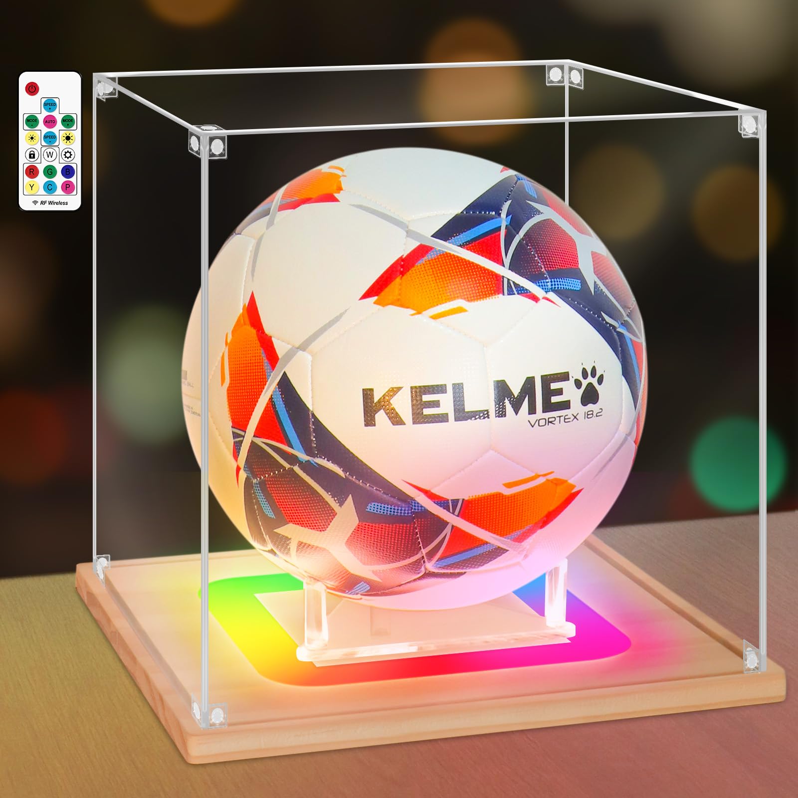 Nonemey Vetrina Pallone da Calcio con Luce 25x25x25 cm