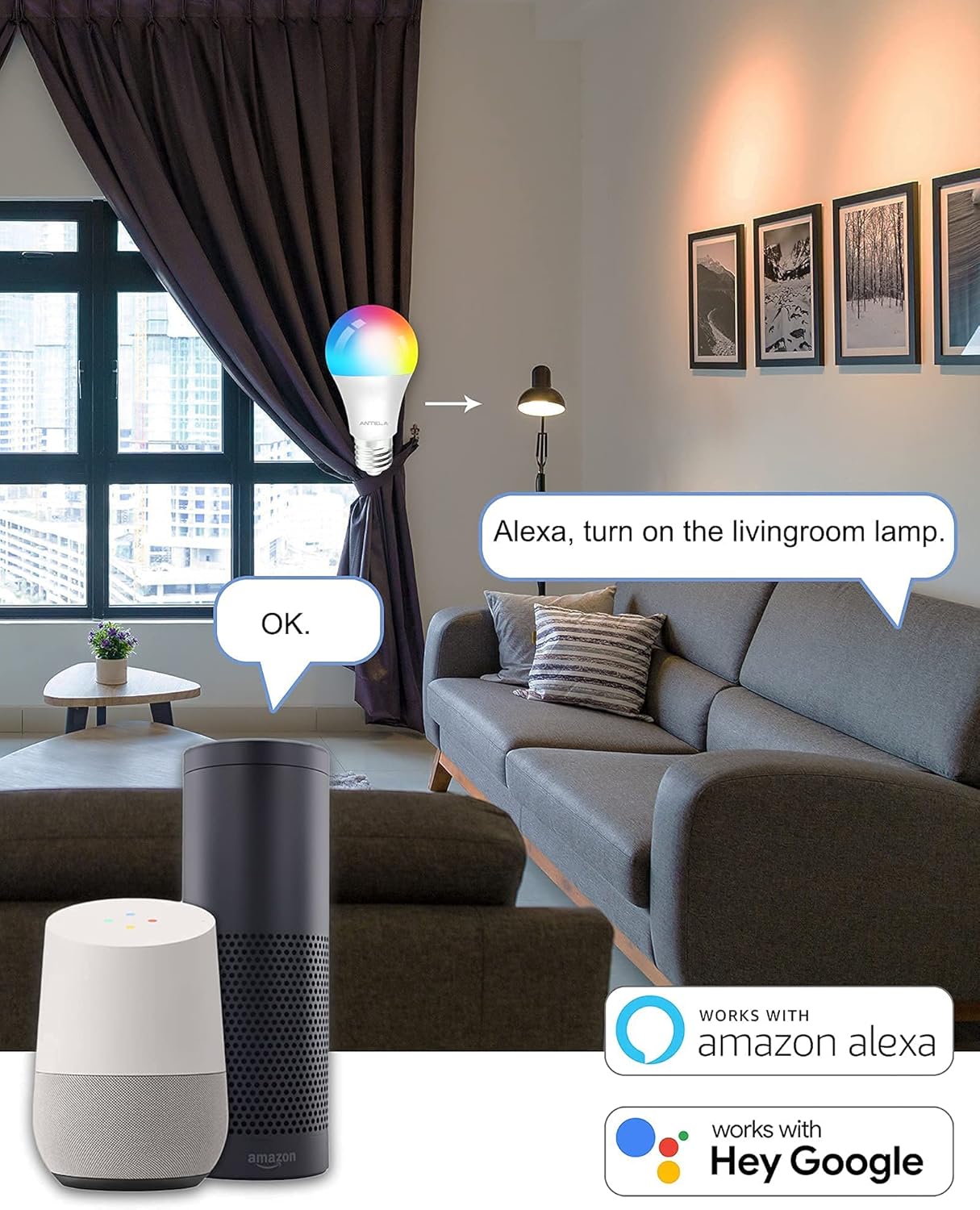 Antela Lampadine LED Smart WiFi E27 Dimmerabile 9W - immagine 6