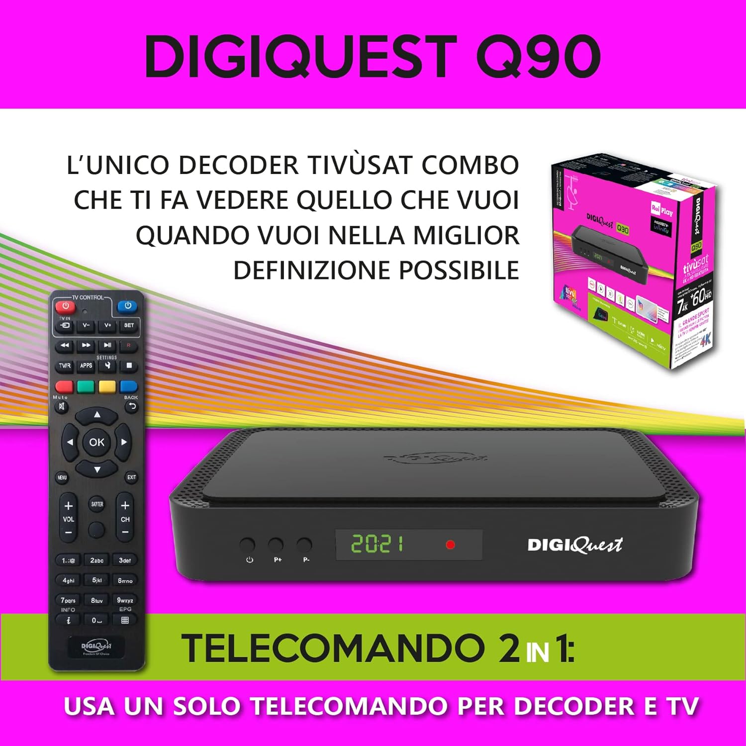 Digiquest Decoder tivùsat COMBO 4K Q90, Nero - immagine 2
