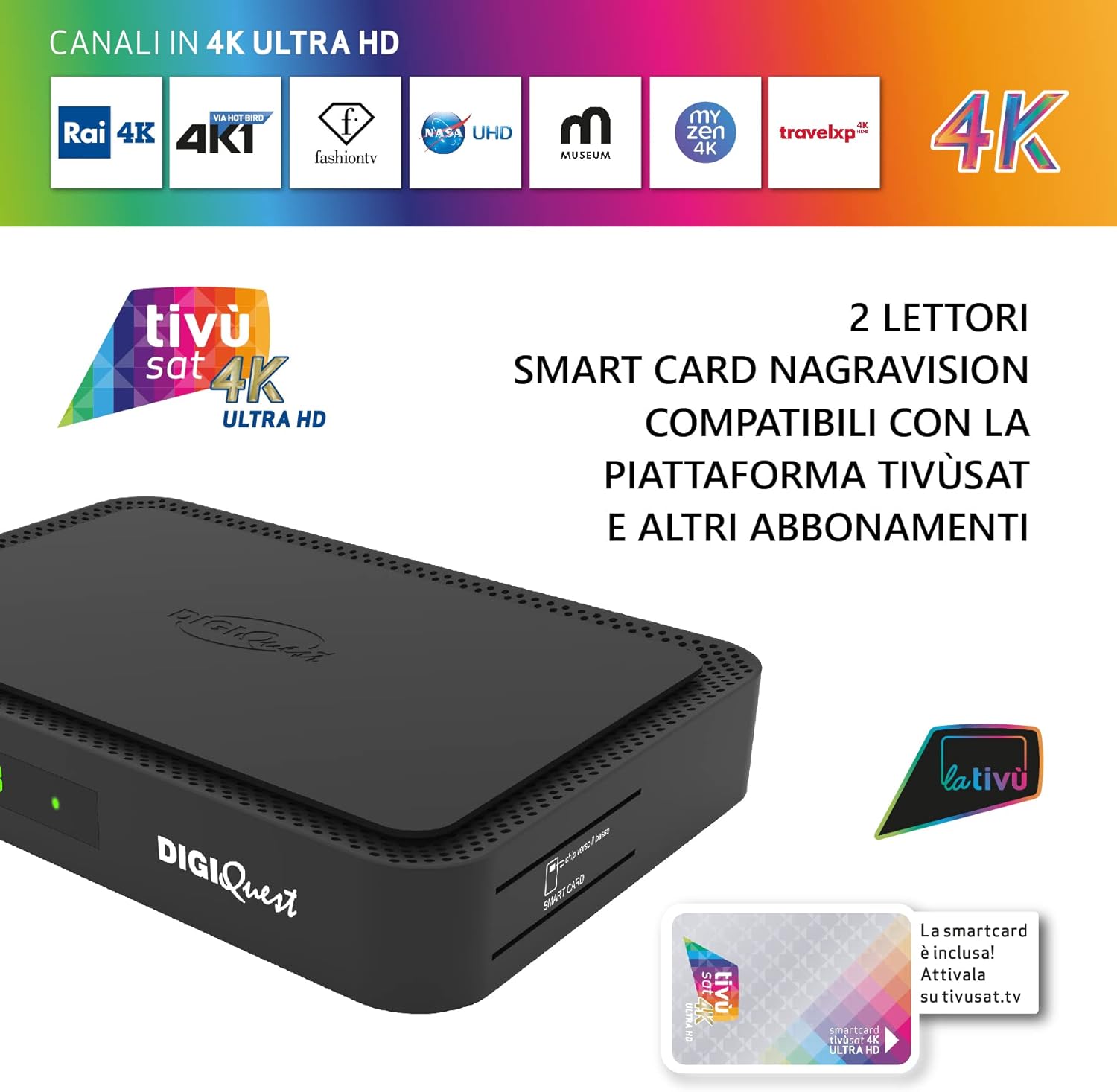 Digiquest Decoder tivùsat COMBO 4K Q90, Nero - immagine 3