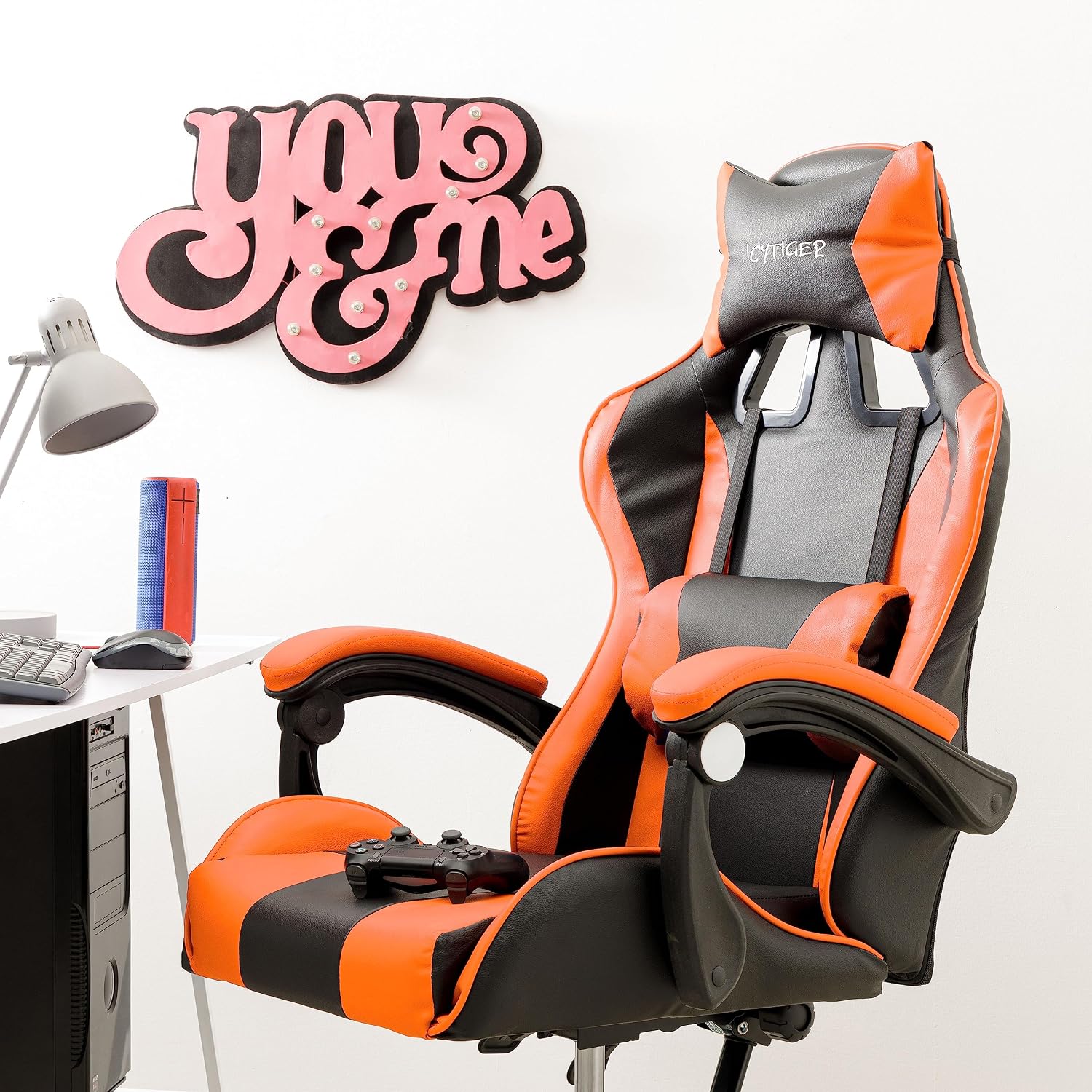 Baroni Home Sedia da Gaming Ergonomica, Arancione | Velz