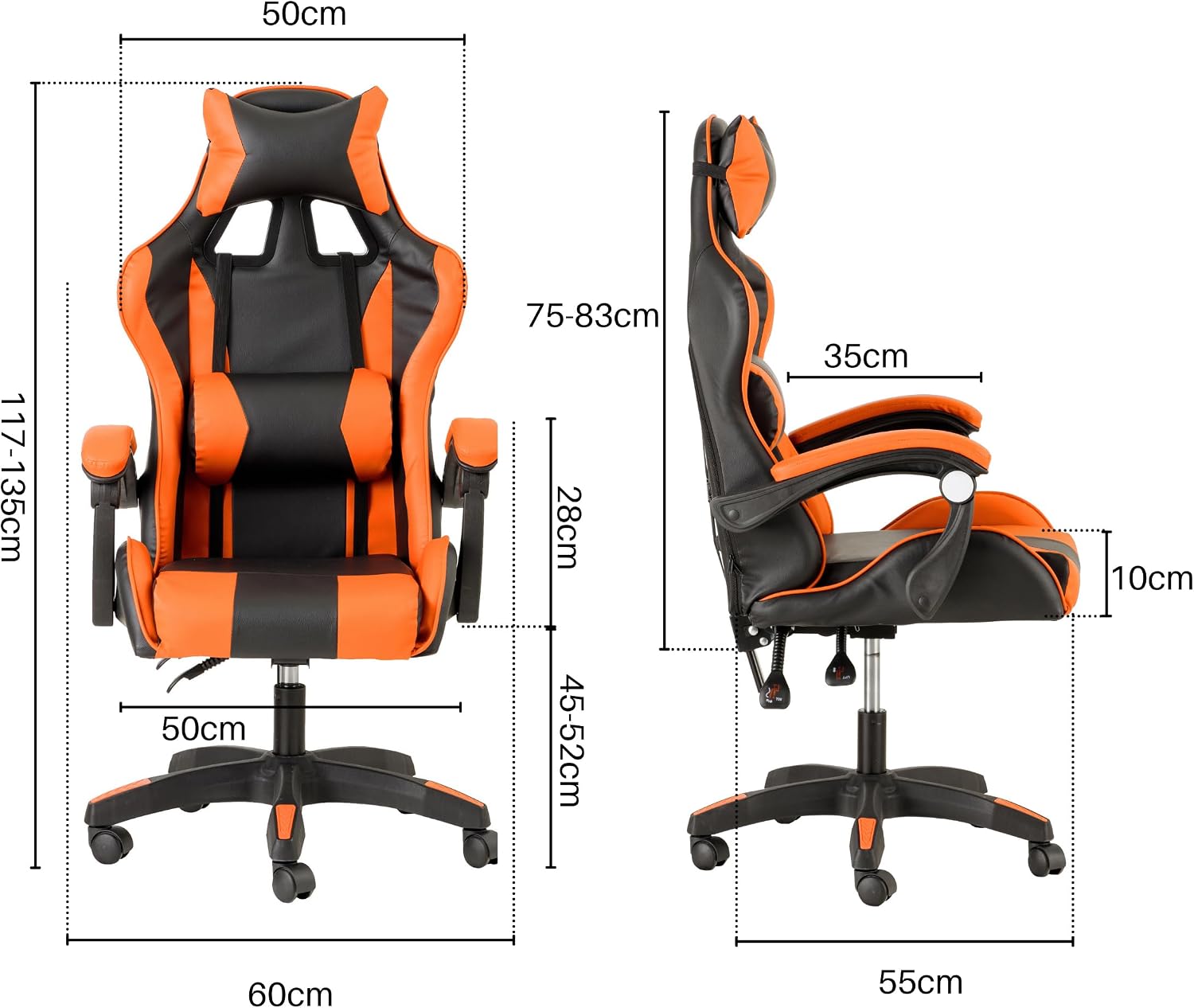 Baroni Home Sedia da Gaming Ergonomica, Arancione | Velz