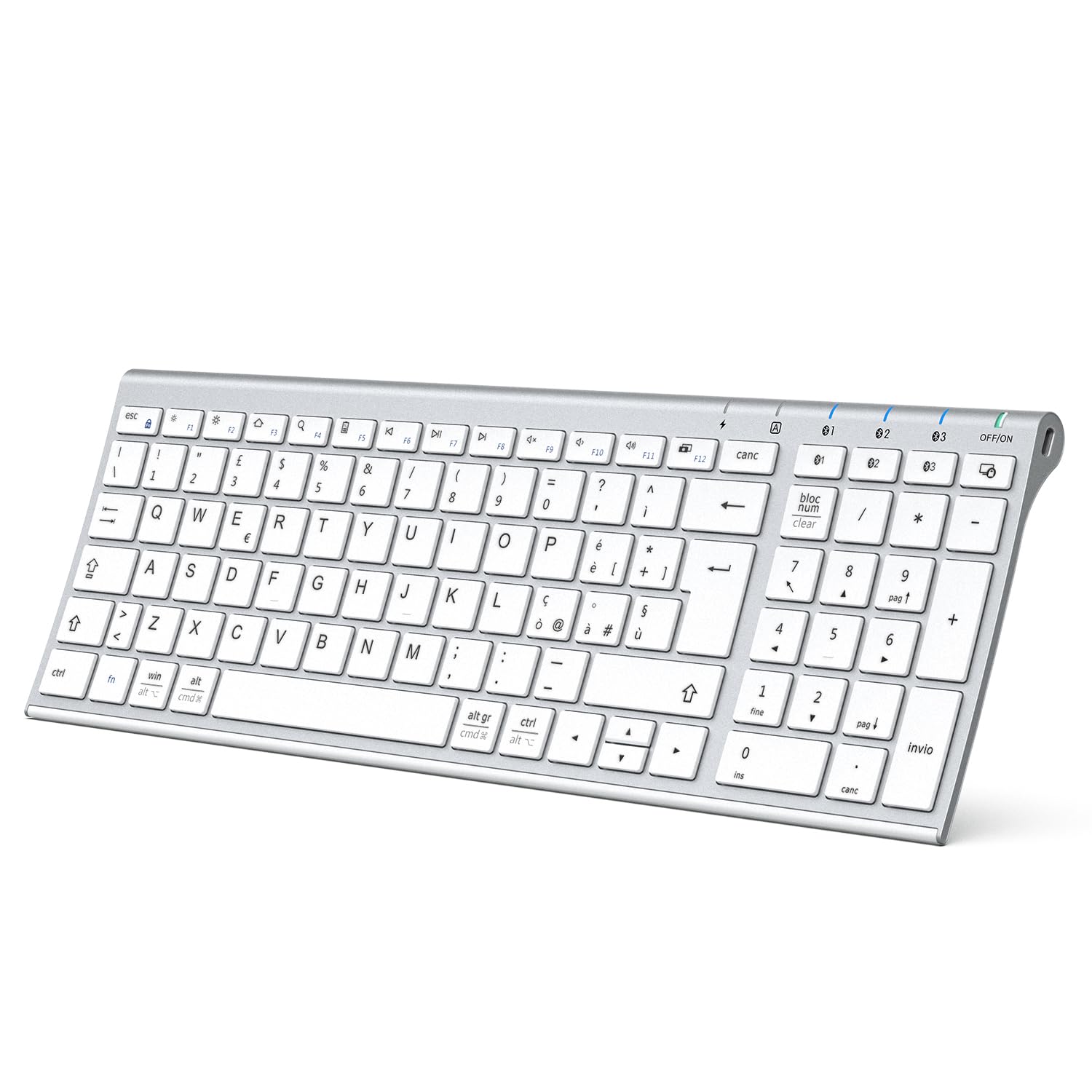 Iclever Tastiera Bluetooth Ricaricabile Multi-Dispositivo