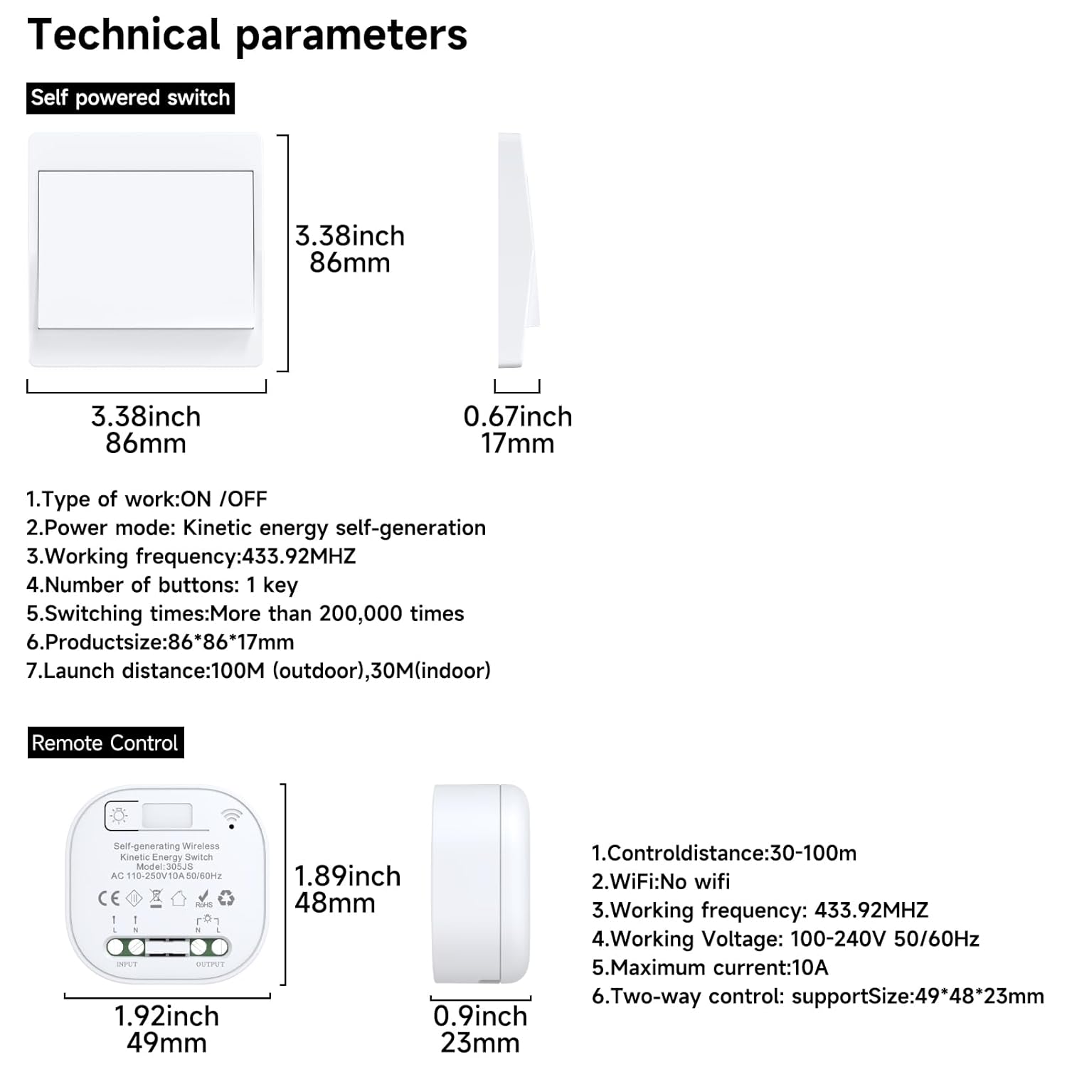 Cerhot Interruttore Radio Wireless da Parete 230V - immagine 2