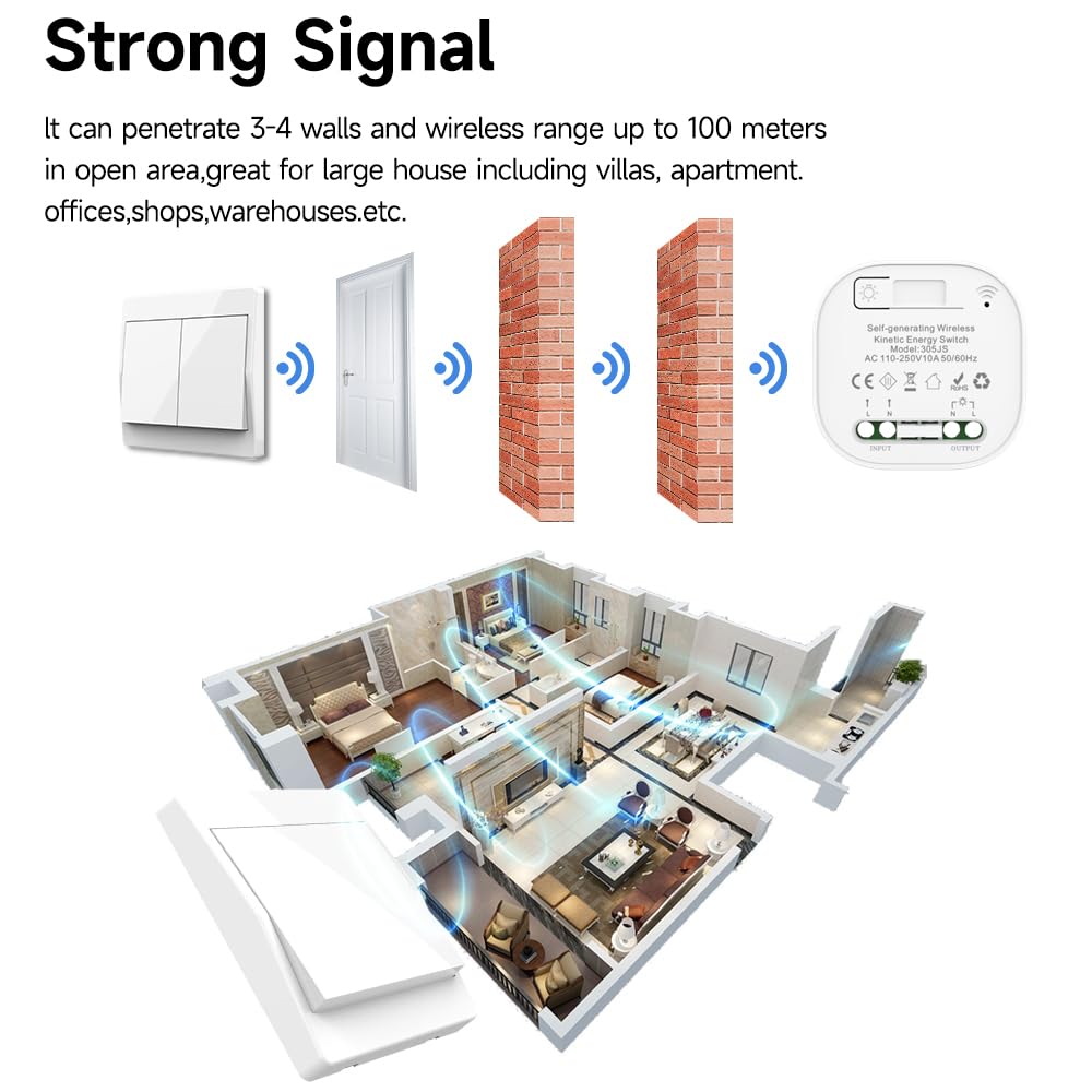 Cerhot Interruttore Radio Wireless da Parete 230V - immagine 5