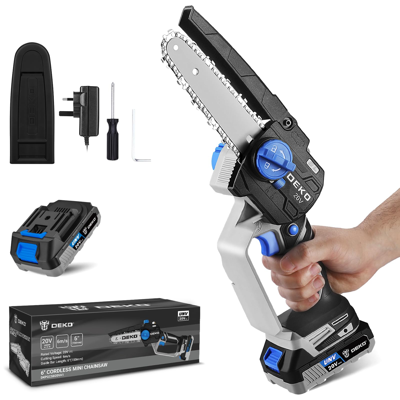 Dekopro Mini Motosega Elettrica a Batteria 6 Pollici